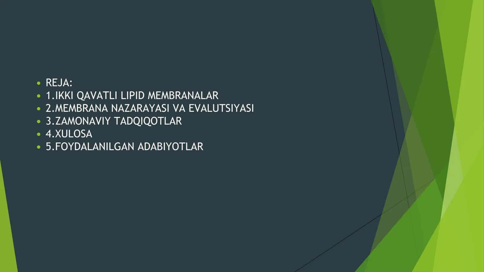 IKKI QAVATLI LIPID MEMBRANALAR,BIR VA IKKI QAVATLI SUN`IY MEMBRANALAR 2