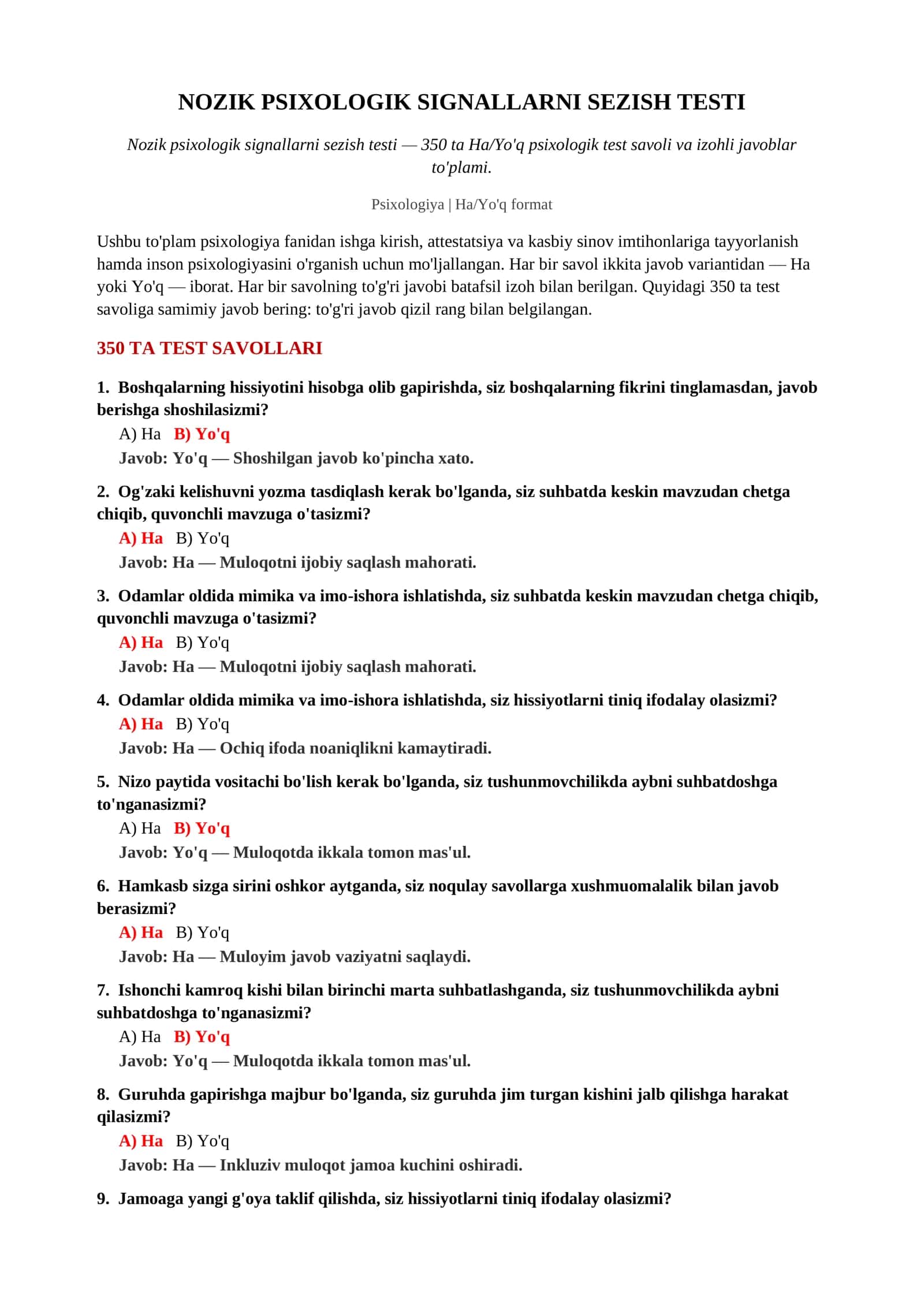 NOZIK PSIXOLOGIK SIGNALLARNI SEZISH TESTI 2