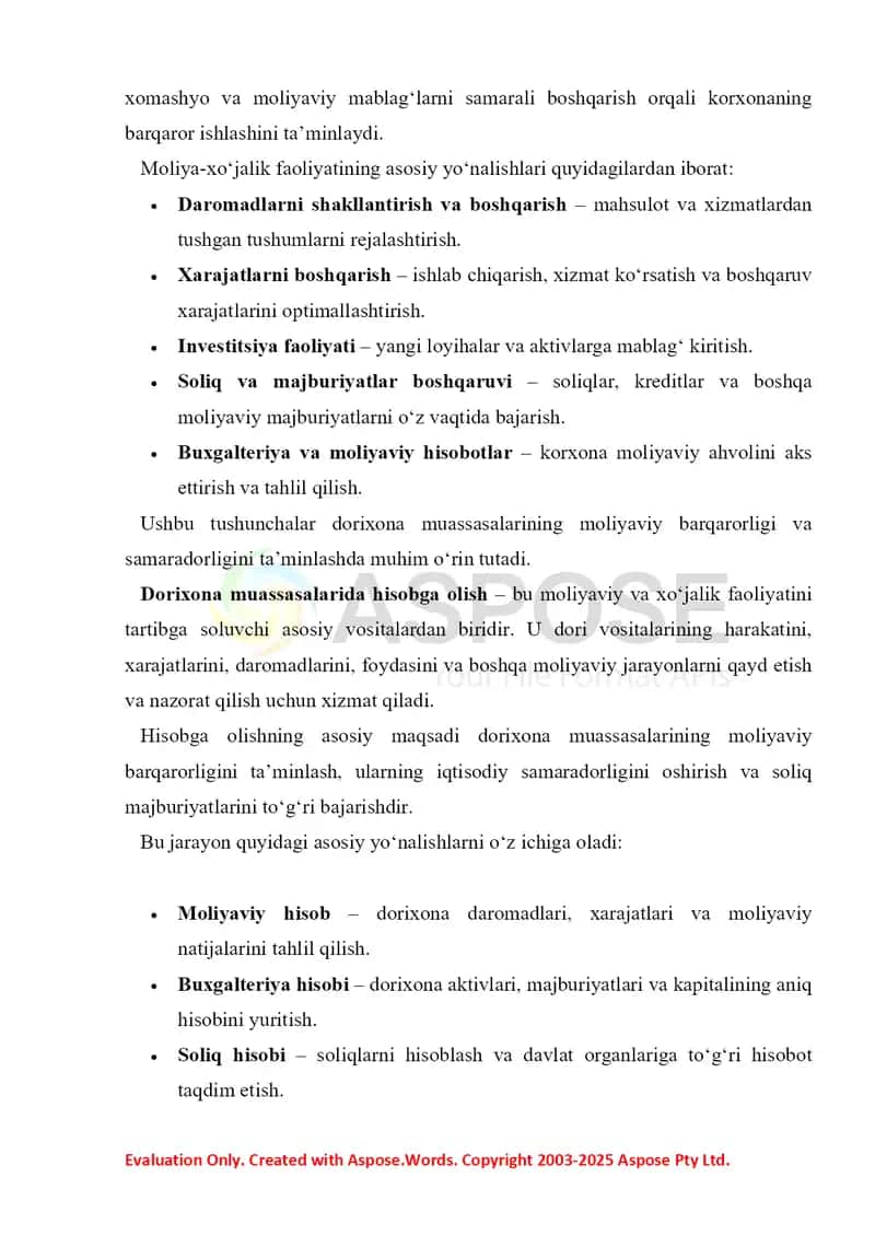 Moliya-xo’jalik faoliyatining hisob asoslari (4 soat). 10-amaliy mashg'ulot, 15 bet. 2