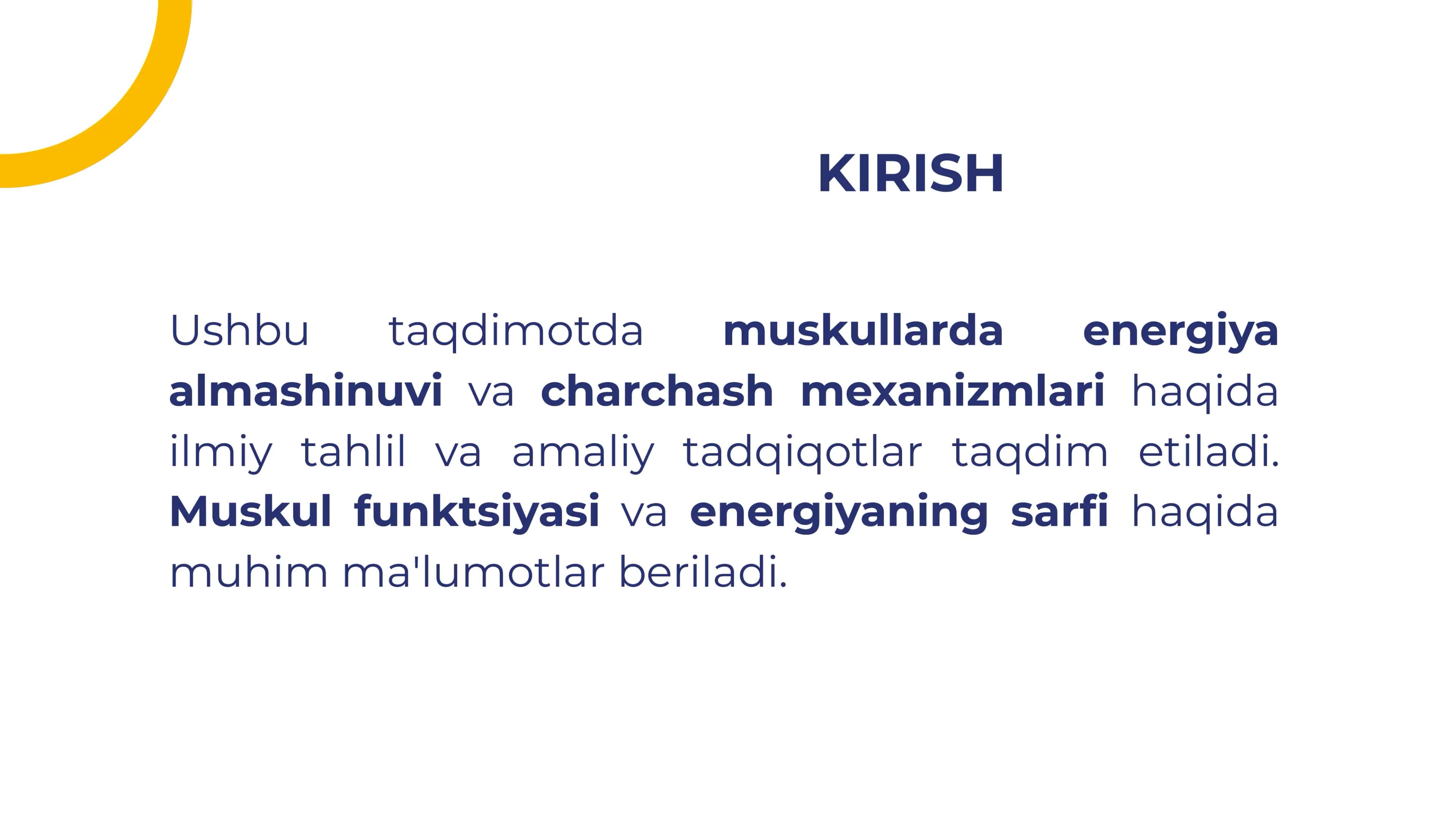 Muskullarda energiya almashinuvi va charchash mexanizimlari 2