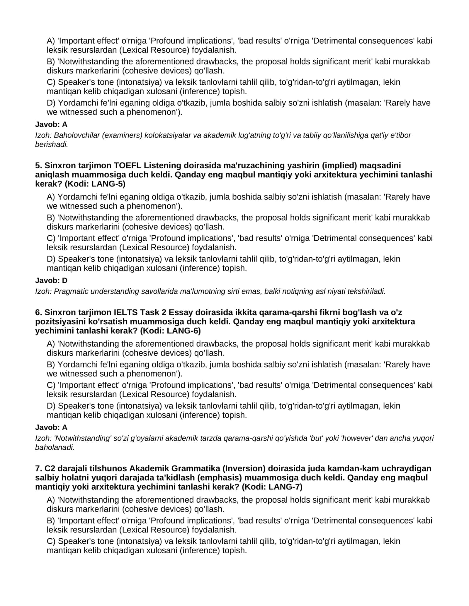 TIL SERTIFIKATLARI - 200 TA QIYIN TESTLAR 2