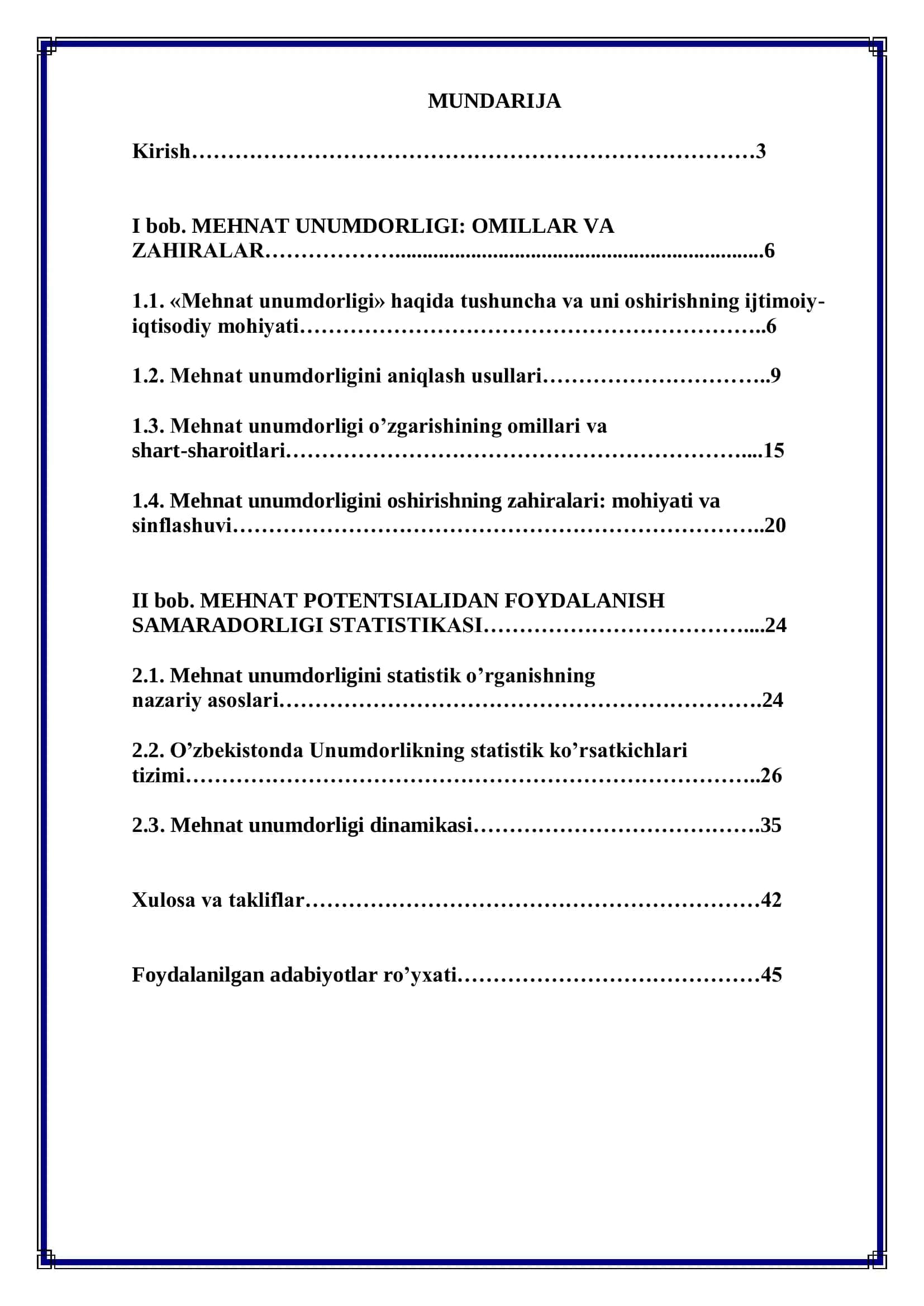 Mehnat unumdorligi o’sishining asosiy omillari va mehnat samaradorligini oshirish yo’nalishlari 2