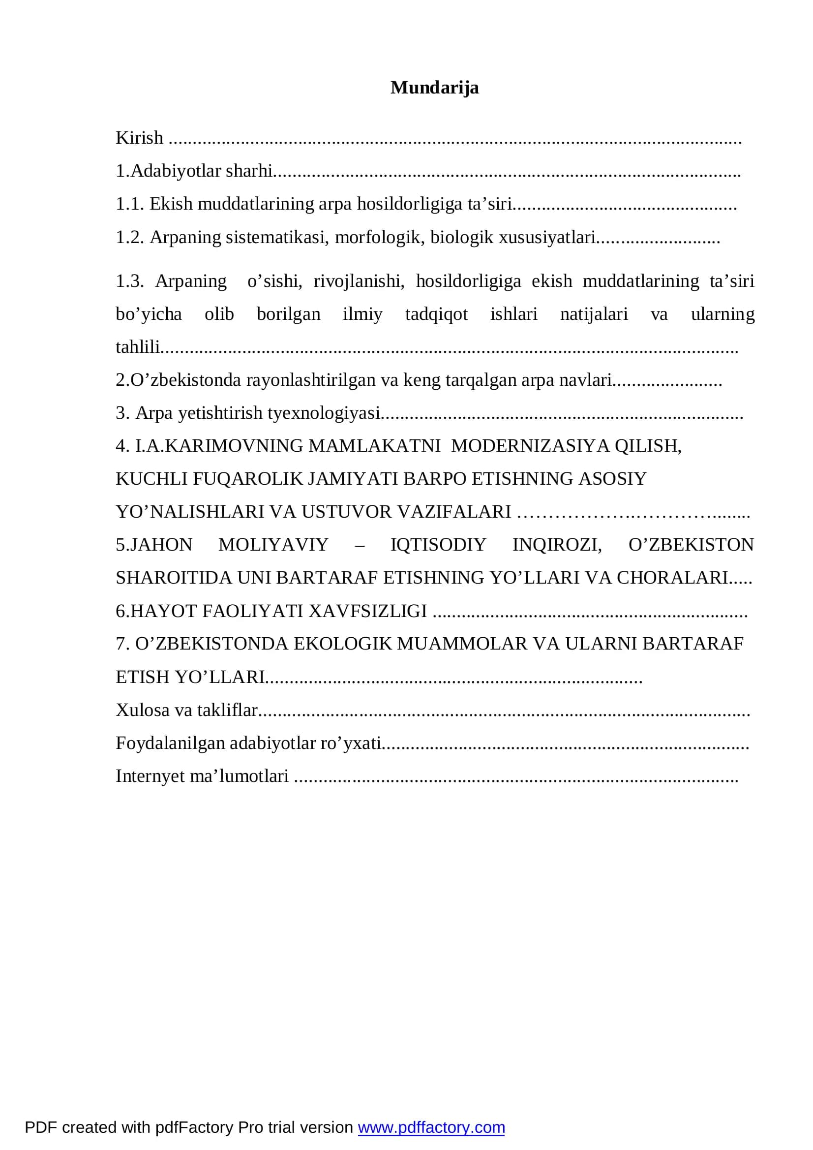 Sug’oriladigan yerlarda arpa hosildorligiga agrotexnik tadbirlarning ta’sirini o’rganish 2