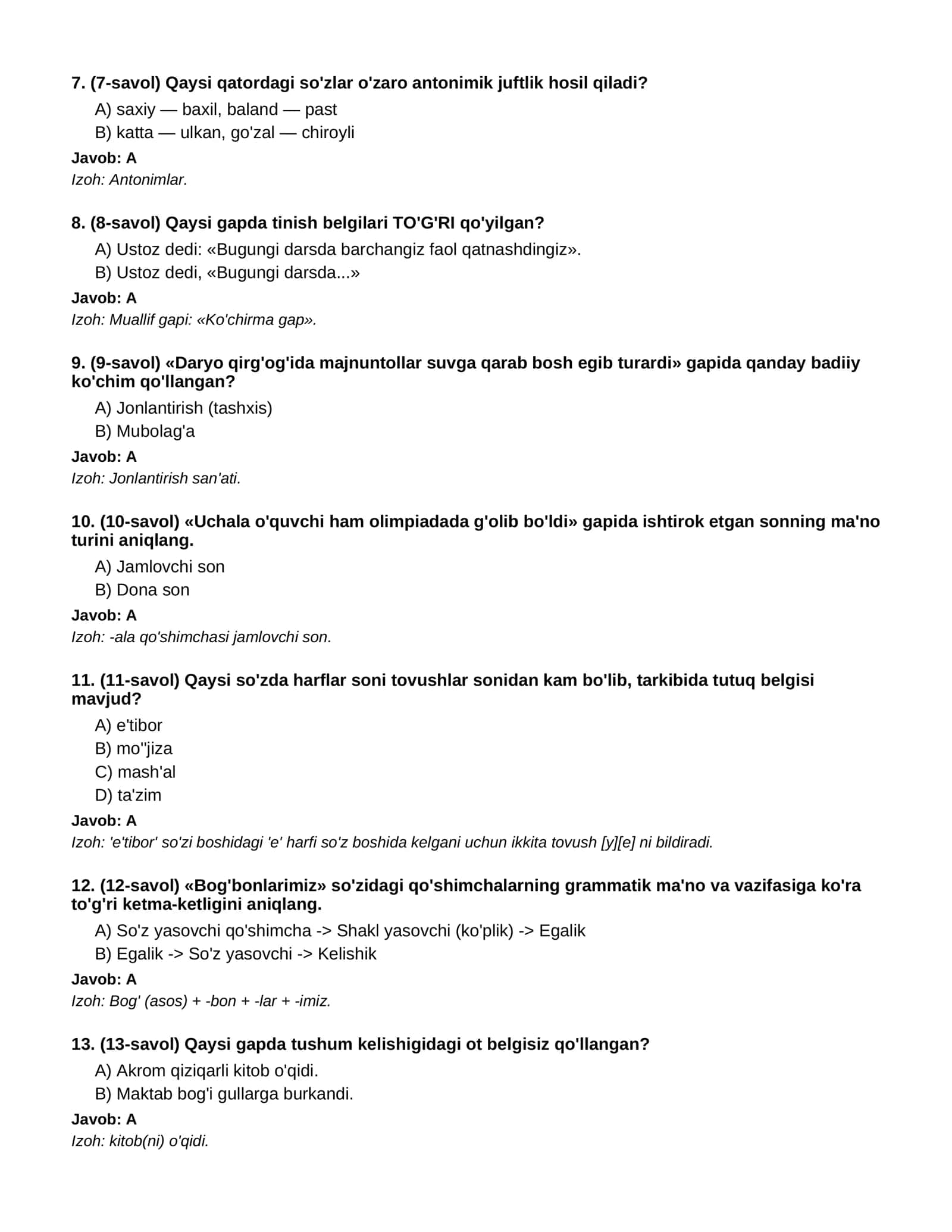ONA TILI (BOSHLANG'ICH TA'LIM BO'YICHA CHUQURLASHTIRILGAN) - 1-QISM (100 TA TEST) 2