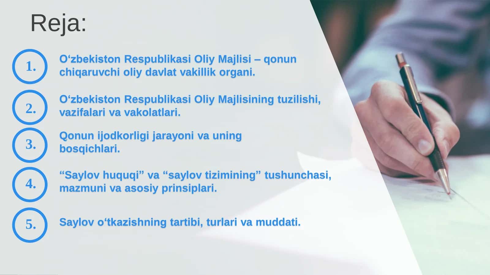 : O‘zbekiston Respublikasi Oliy Majlisi faoliyatining konstitutsiyaviy asoslari. Saylov tizimi 2