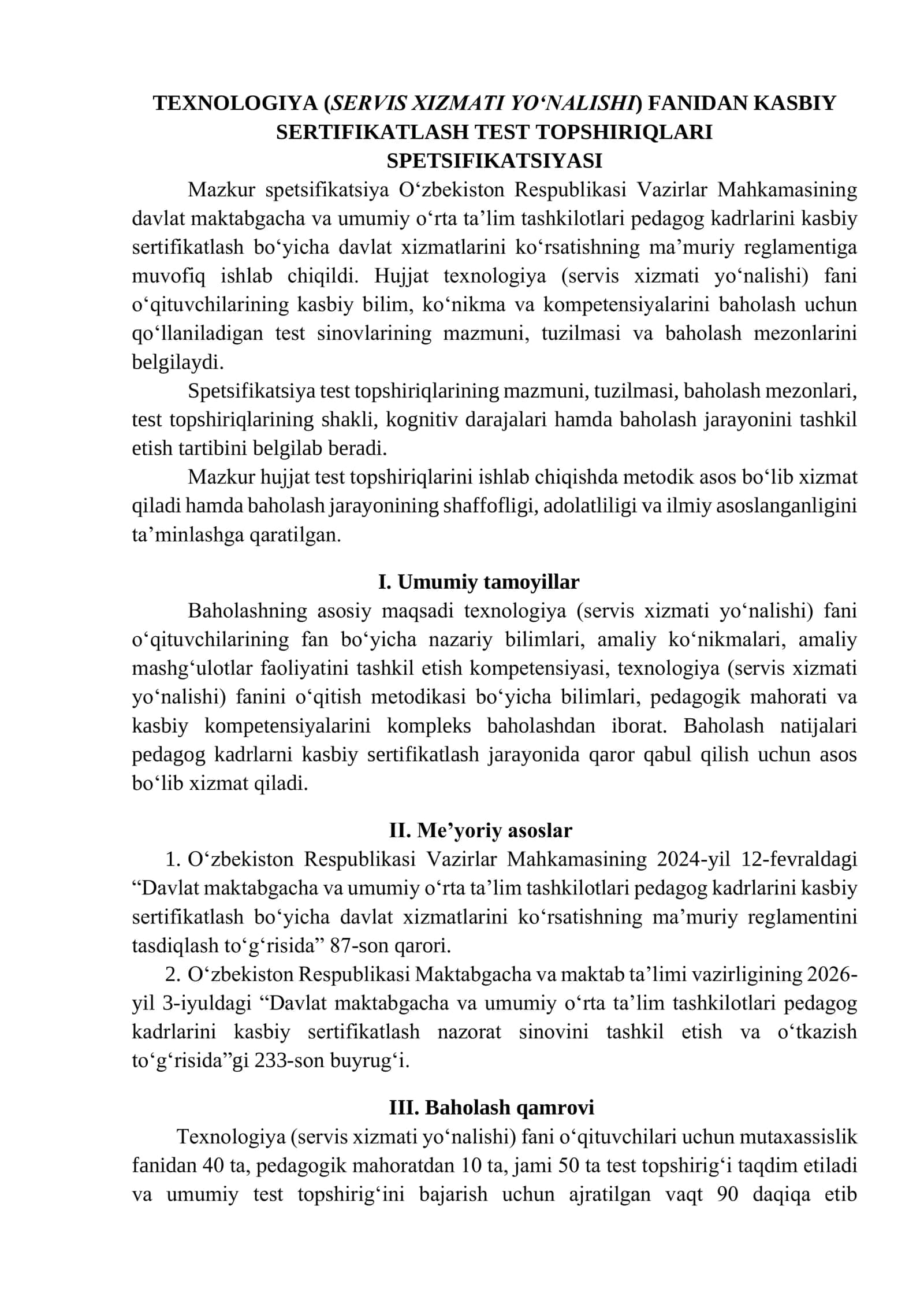 KASBIY SERTIFIKATLASH TEST TOPSHIRIQLARI 2