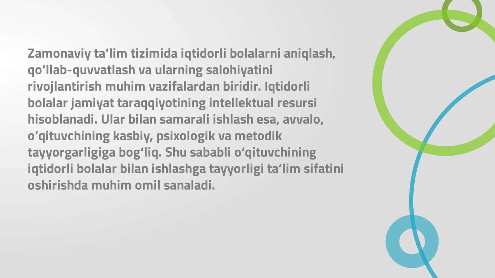 O‘qituvchining iqtidorli bolalar bilan ishlashga tayyorligi 2