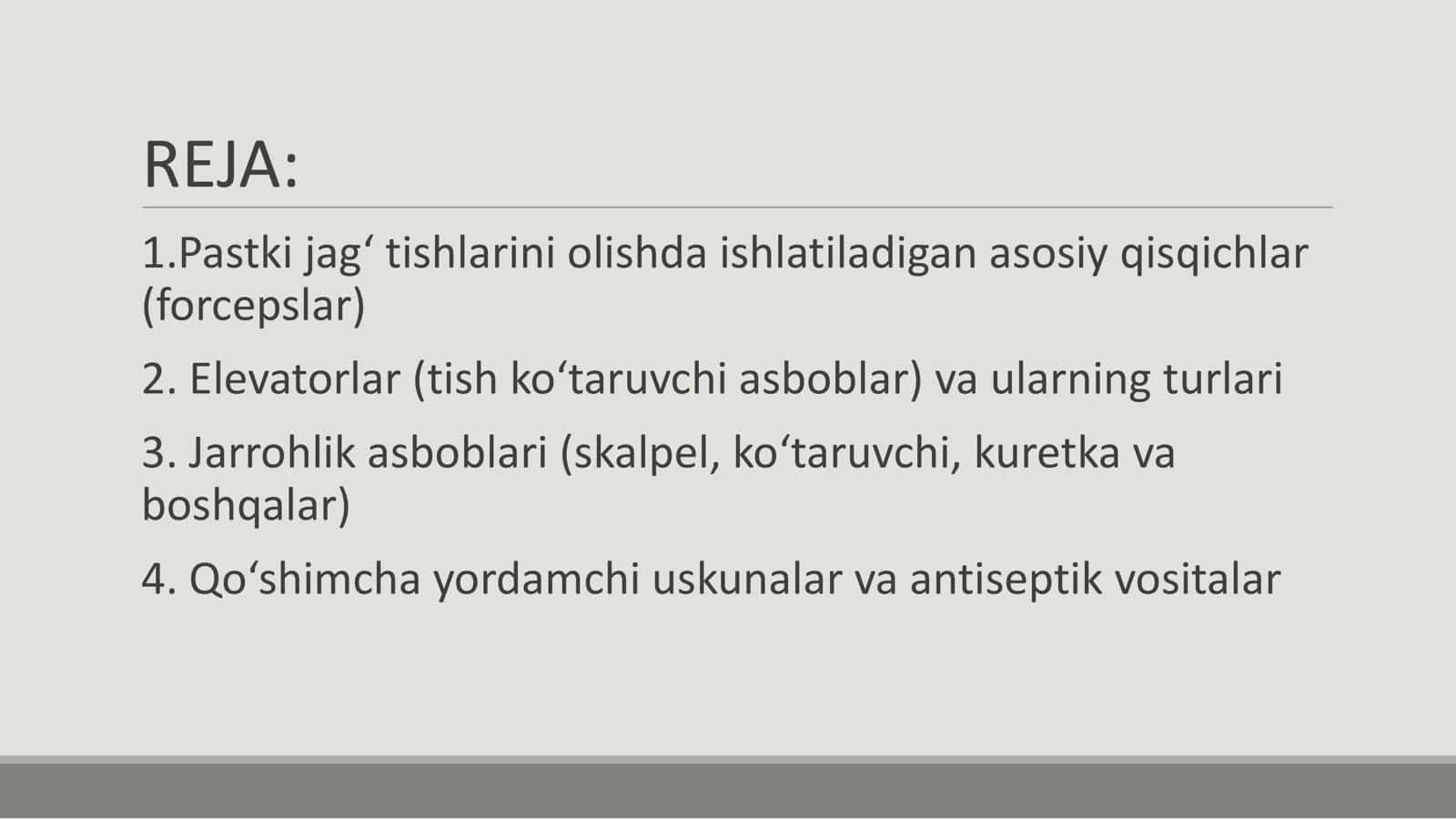 Pastki jag' tishlarini olishda ishlatiladigan asbob uskunalar 2