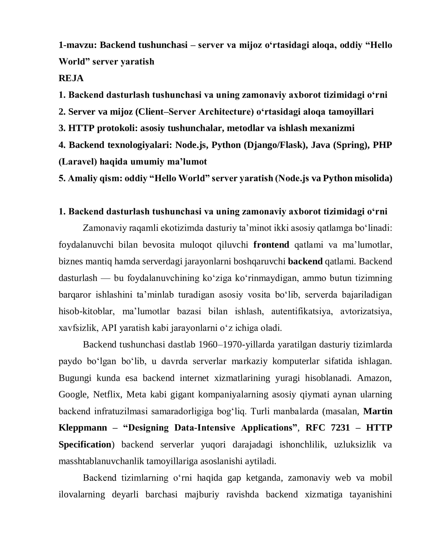 ORACLE ma’lumotlar bazasi tizimining arxitekturasi 2