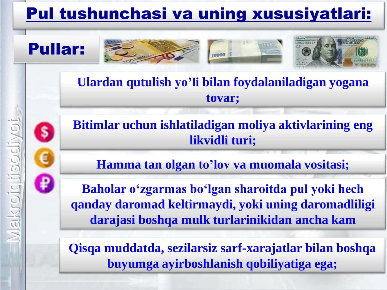 Pul bozoridagi makroiqtisodiy muvozanat 2