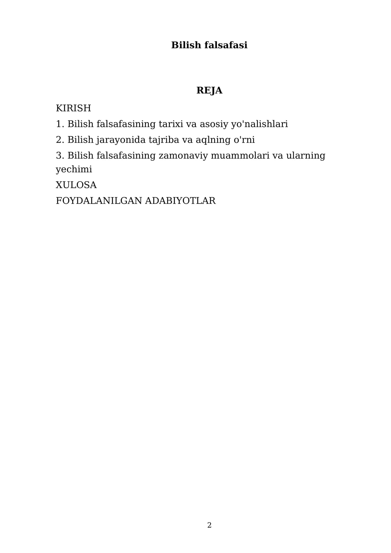 Bilish falsafasi 2