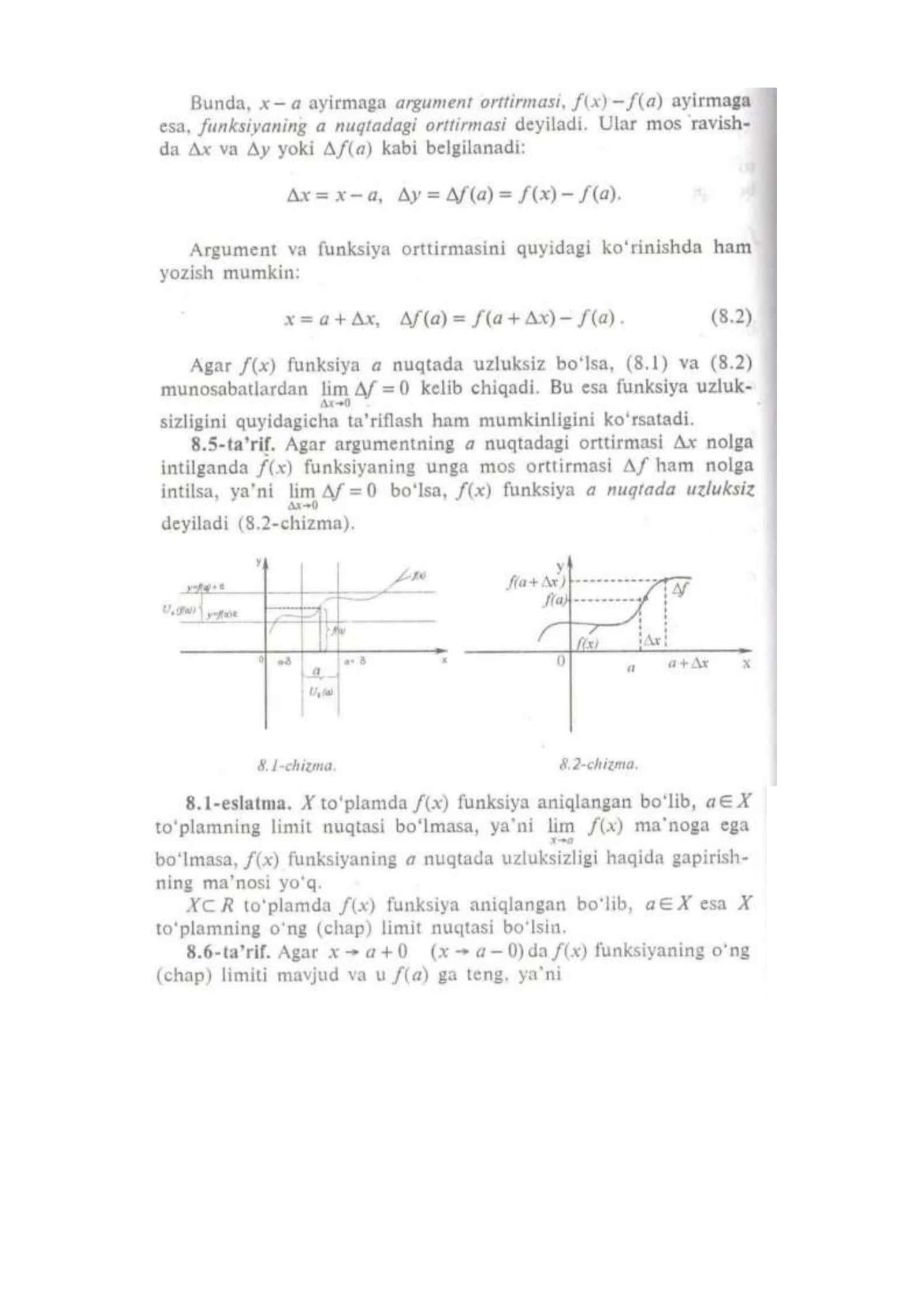 Uzluksiz funksiyalar ustida arifmetik amallar bajarish 2