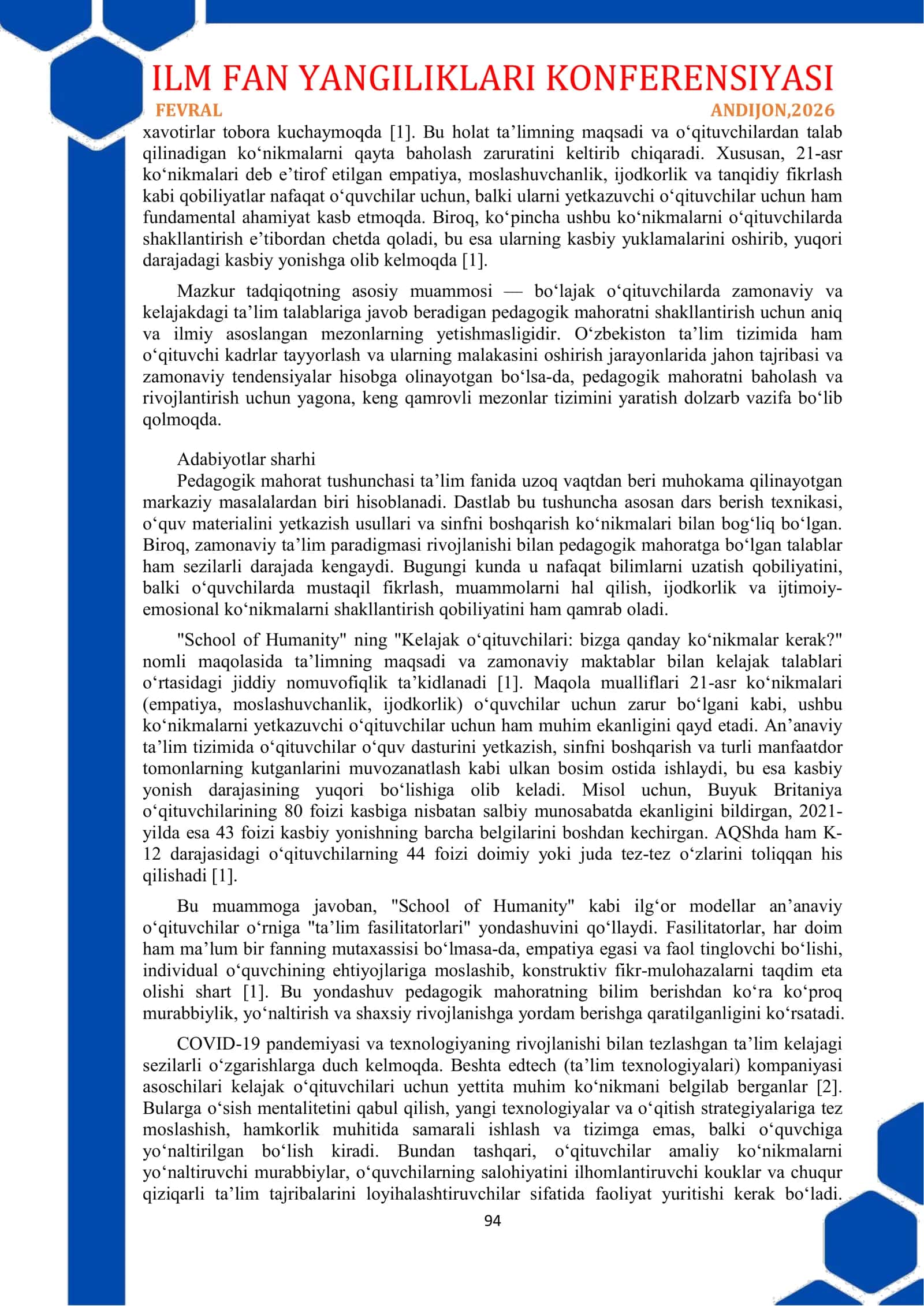 BÕLAJAK ÕQITUVCHILARDA PEDAGOGIK MAHORATNI SHAKLLANTIRISH MEZONLARI 2