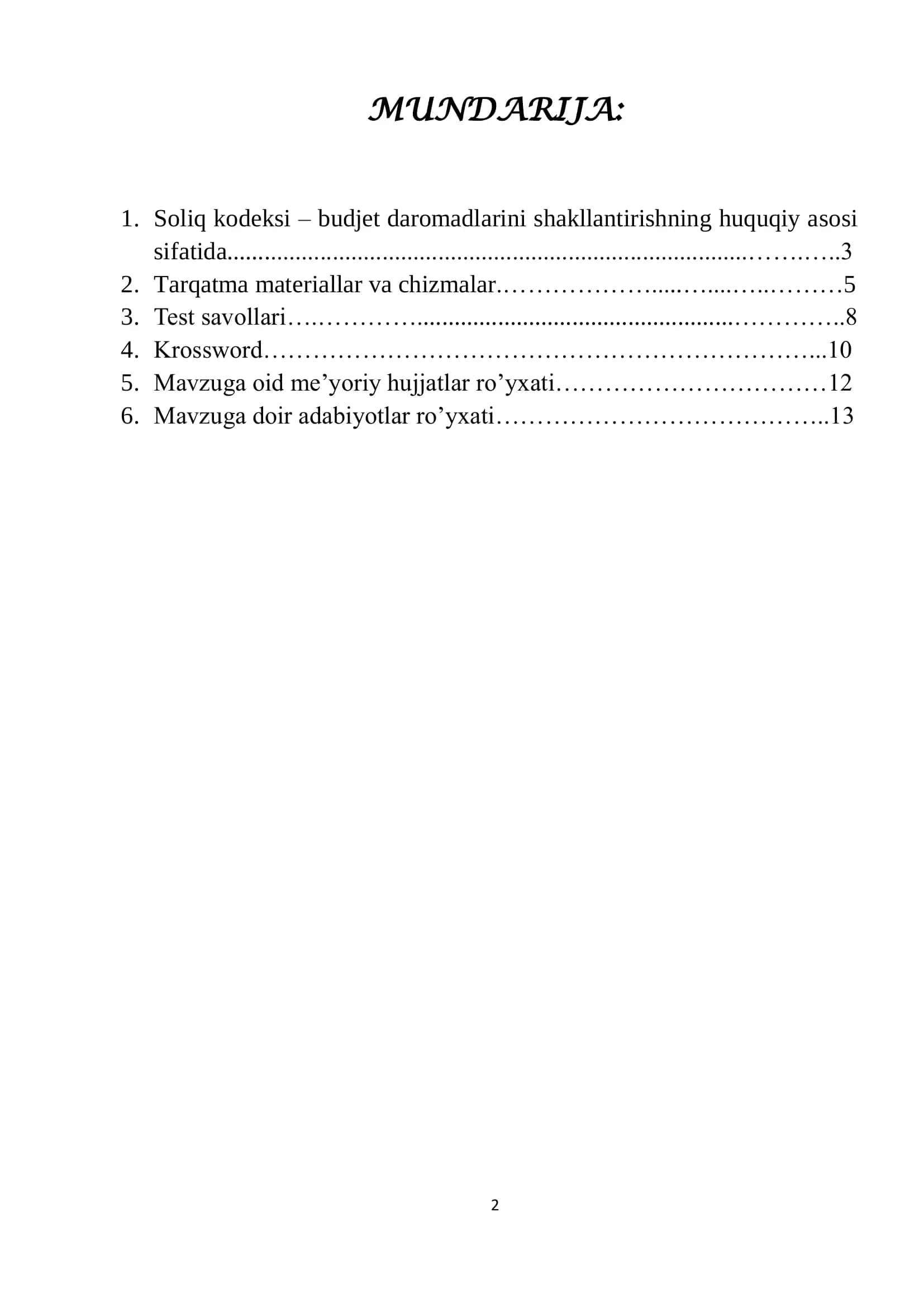SOLIQ KODEKSI – BUDJET DAROMADLARINI SHAKLLANTIRISHNING HUQUQIY ASOSI SIFATIDA 2