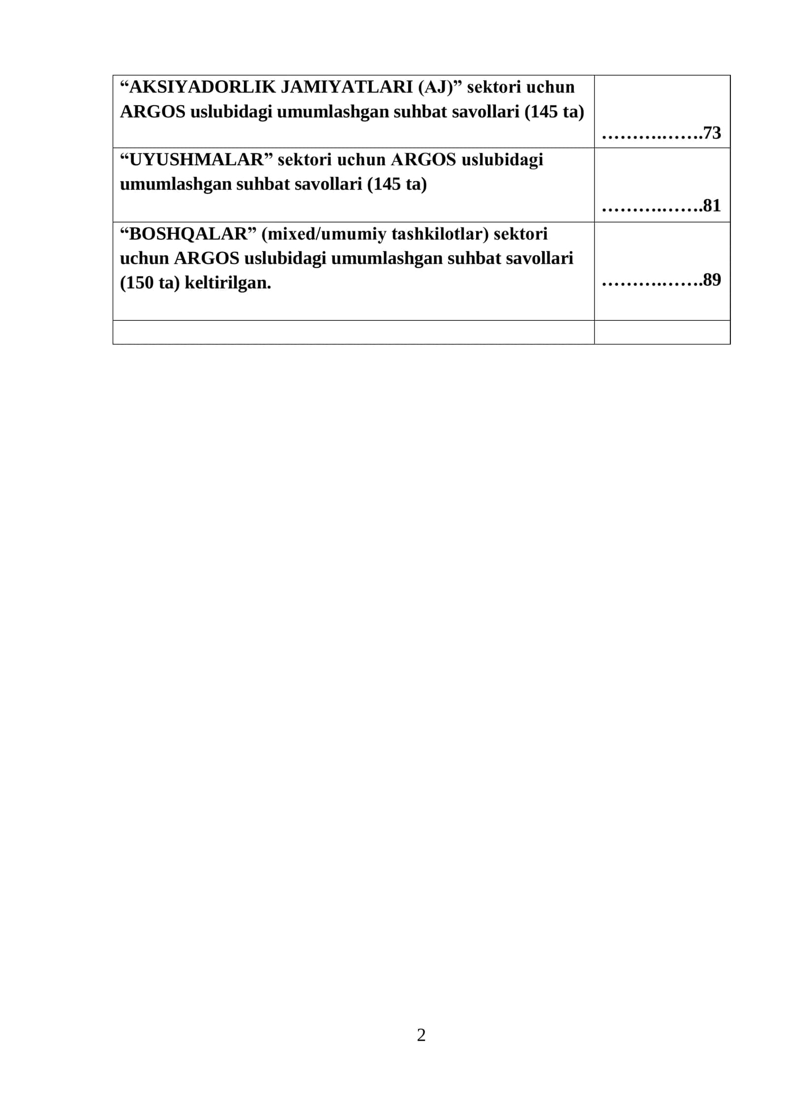 ARGOS Suhbat Savollari va Javoblari 2026 PDF — Barcha Sektorlar uchun To‘liq Paket 2