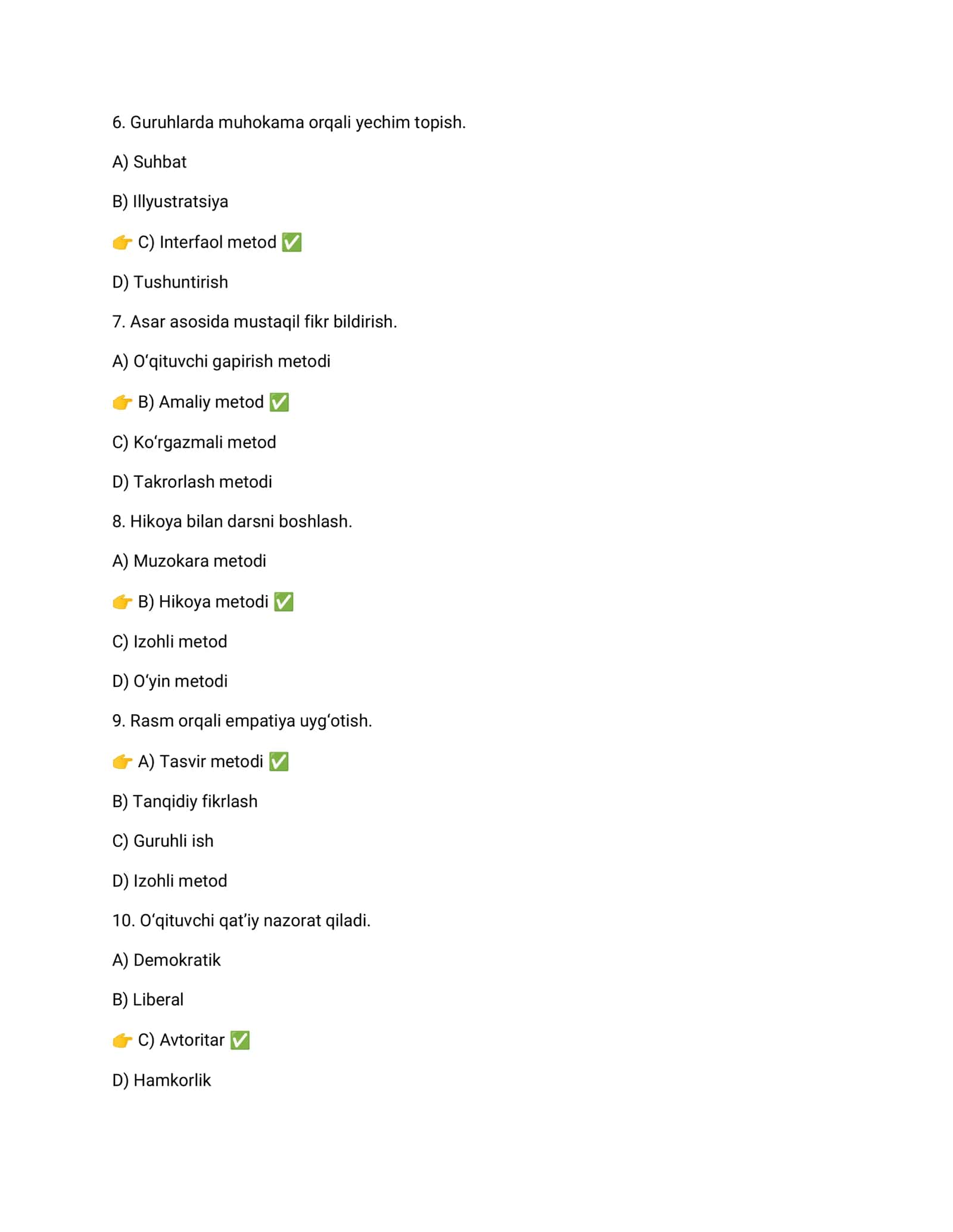 Psixologiyadan test javoblari bilan 2