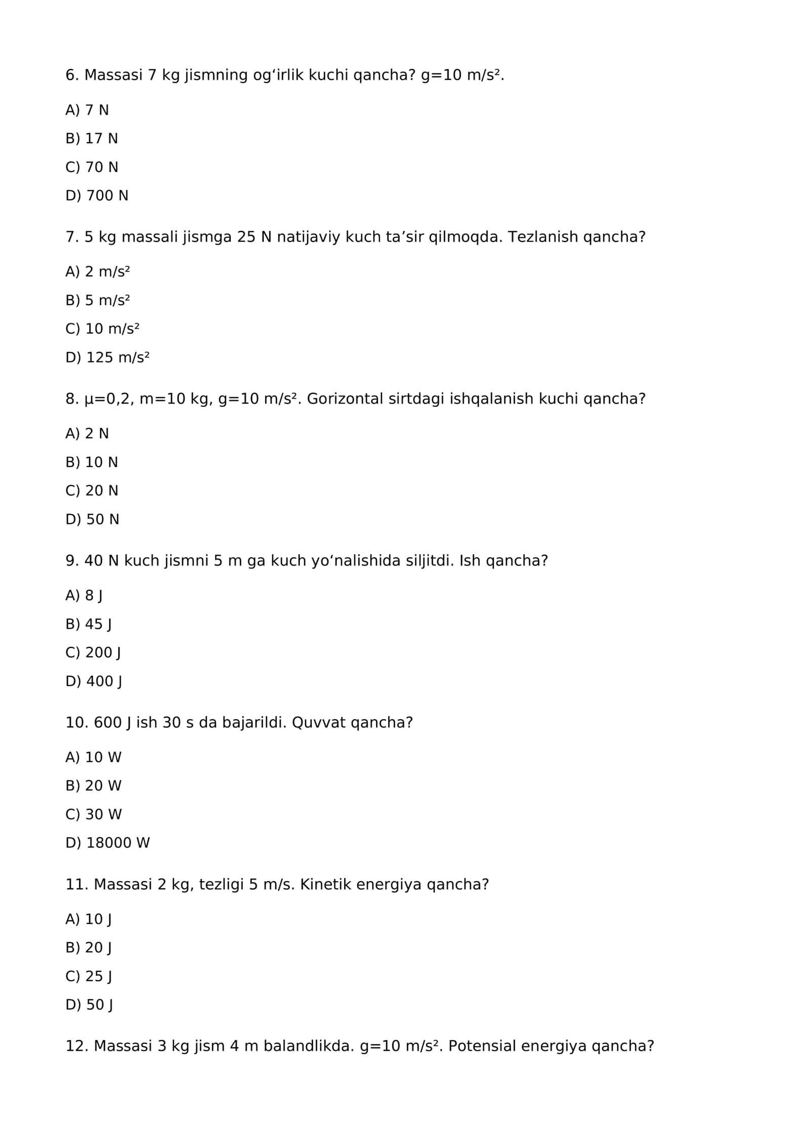 FIZIKA 30 talik testlar 2