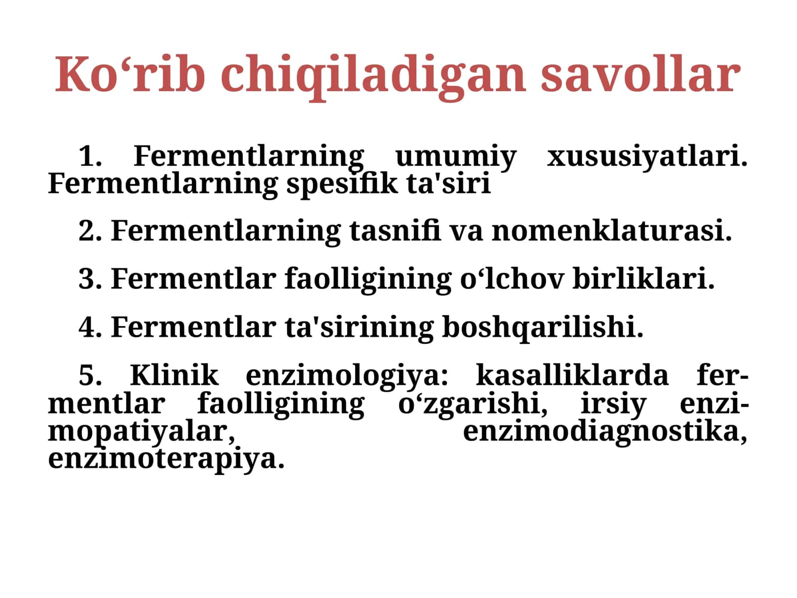 FERMENTLAR, ULARNING BIOLOGIK KATALIZATOR SIFATIDA OʻZIGA XOS XUSUSIYATLARI.VITAMINLAR.SUVDA VA YOGʻDA ERUVCHI VITAMINLAR 2