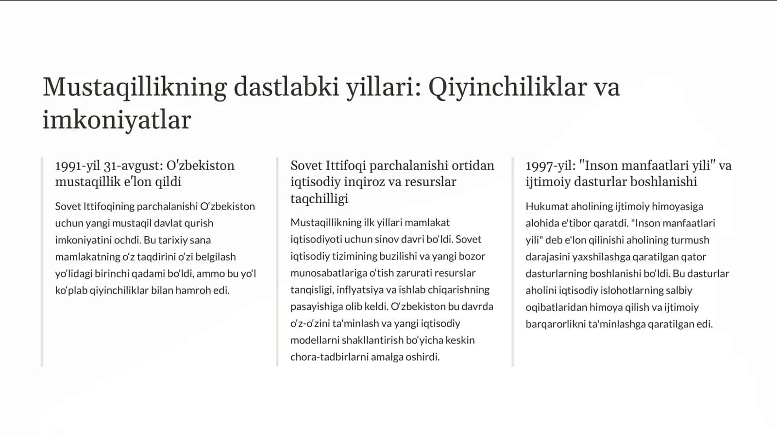 O'zbekiston Mustaqilik Tarixi (1991-2025) 2
