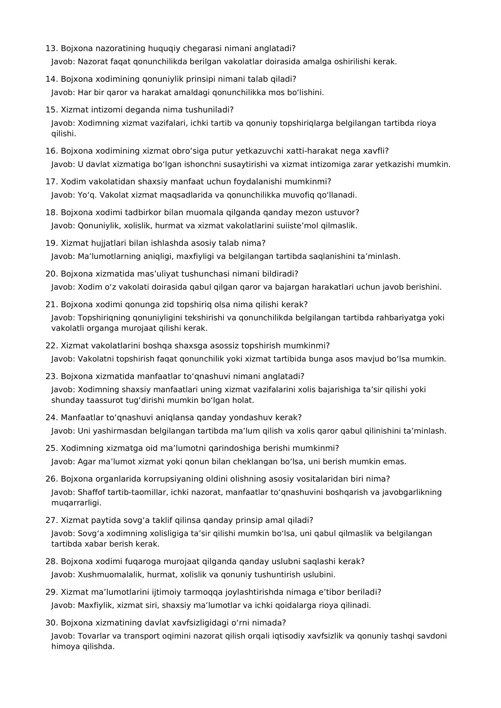 Bojxona qo‘mitasiga ishga kirish uchun 500 ta murakkab savol-javob | PDF 2