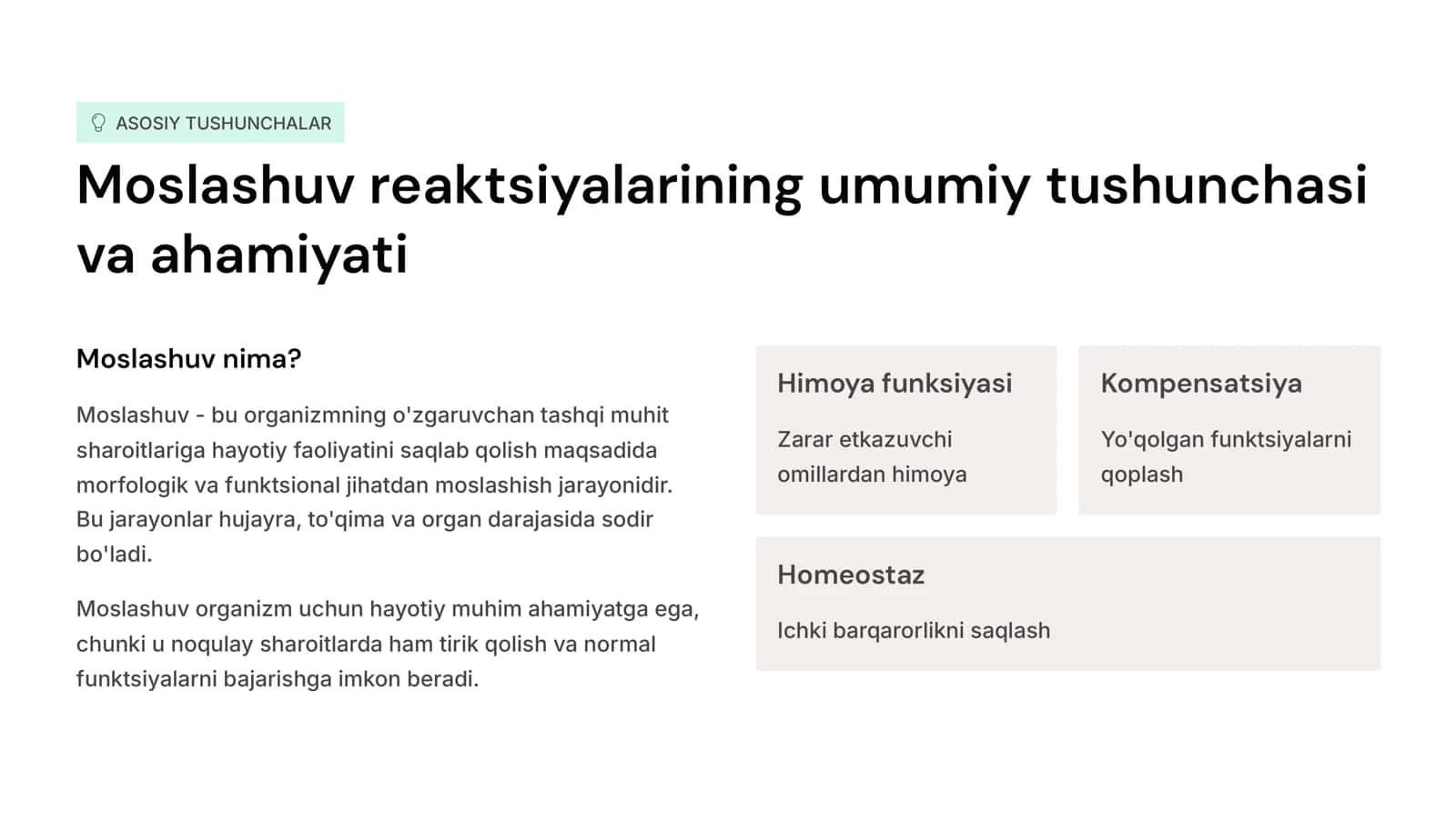 Xujayra va To'qimalarning moslashuv rеaktsiyalari. Tashqi muxitning noxush fizik va kimyoviy omillari ta'siriga moslashish jarayonlarining morfologik asoslari 2