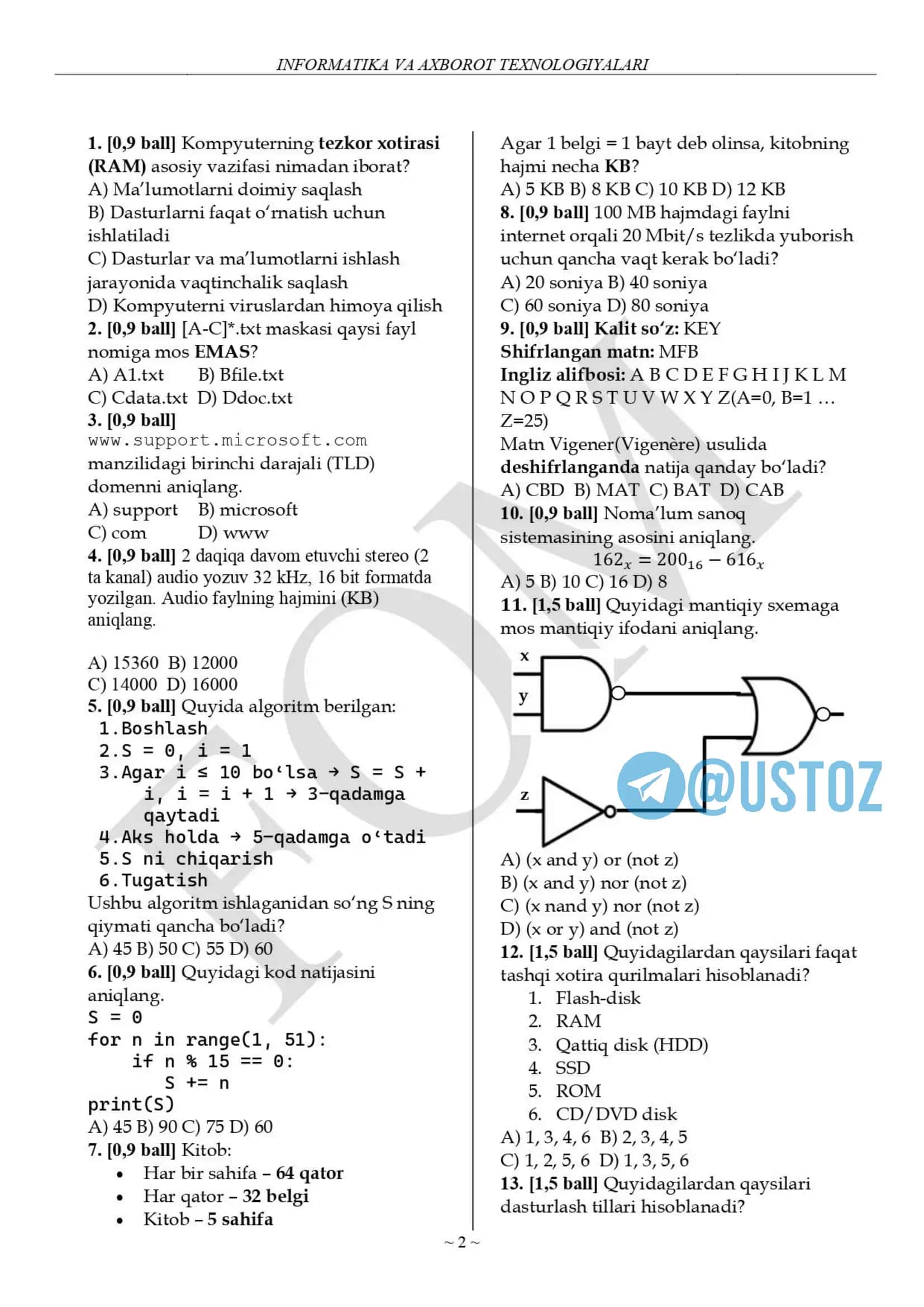 11-sinf Informatika kalitlari 2
