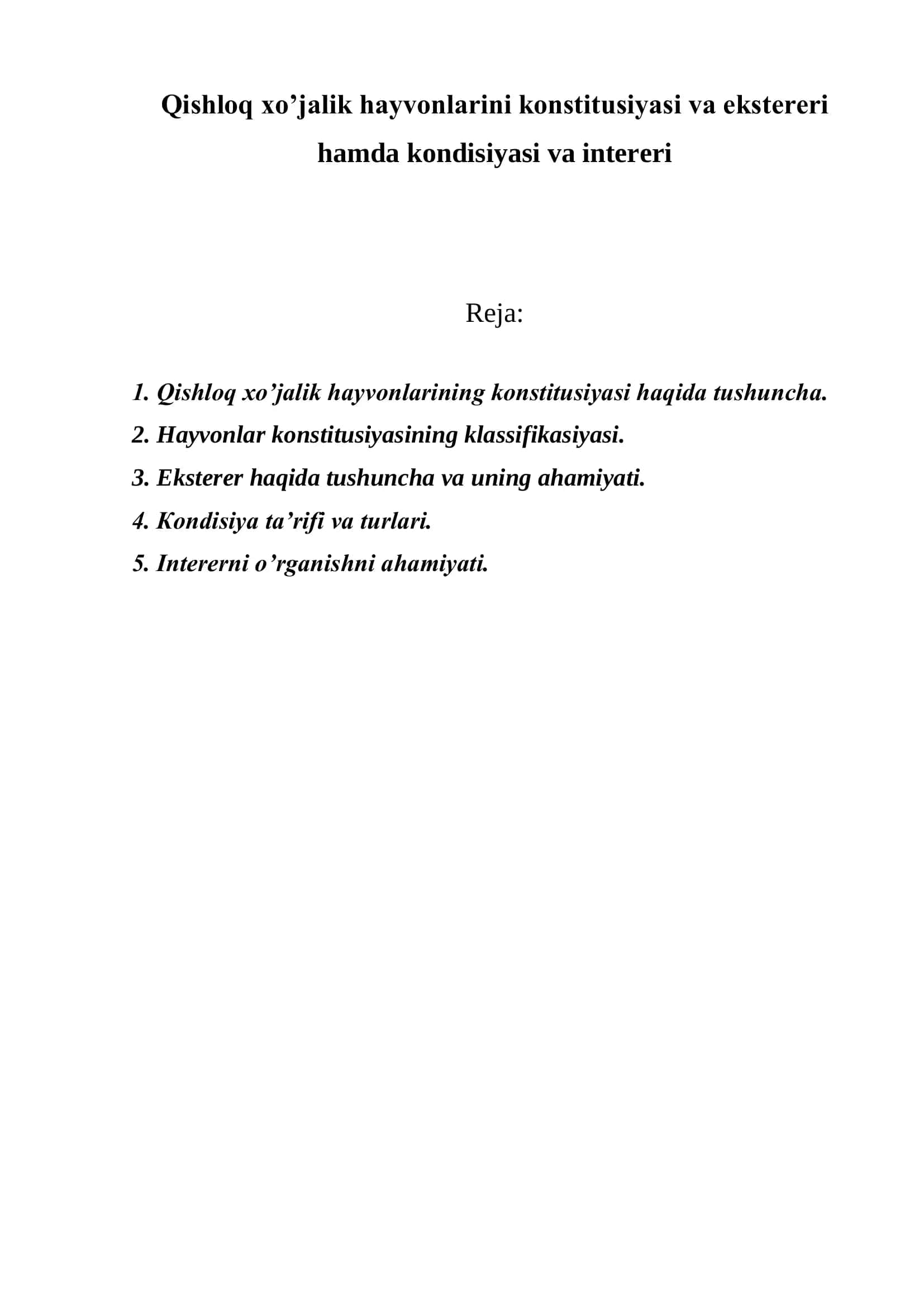 Qishloq xo’jalik hayvonlarini konstitusiyasi va ekstereri hamda kondisiyasi va intereri 2