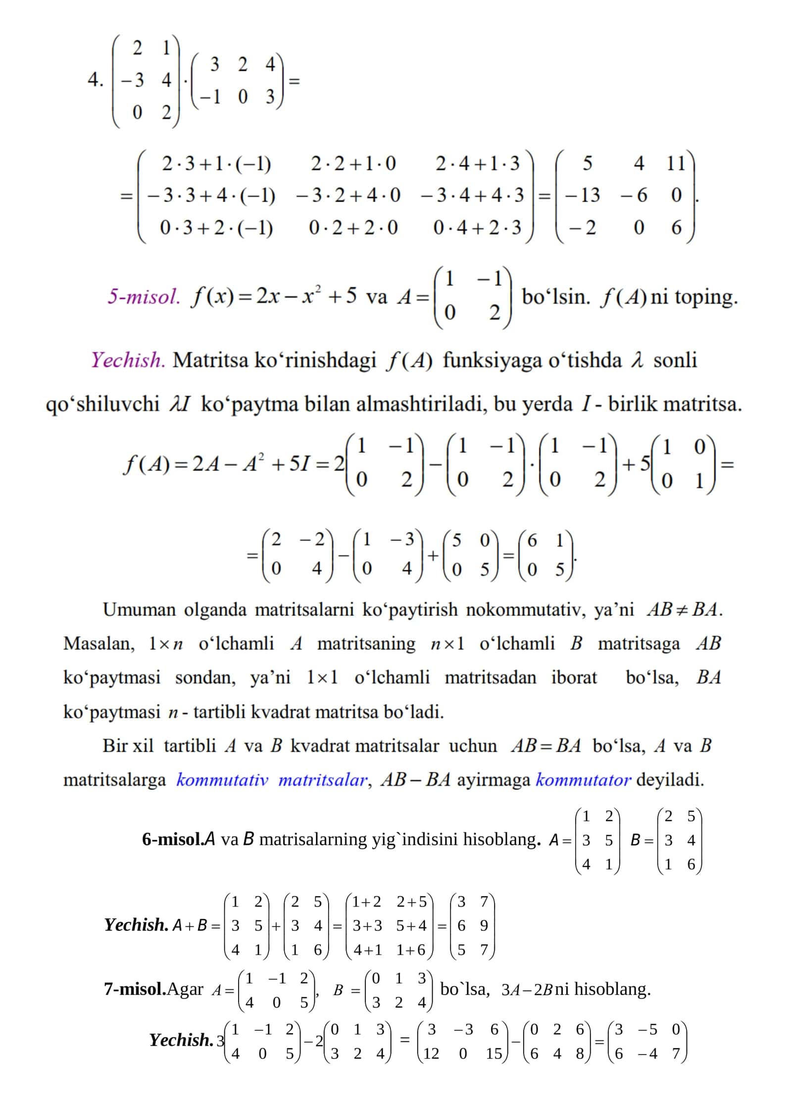 Determinant va Matritsalar 2