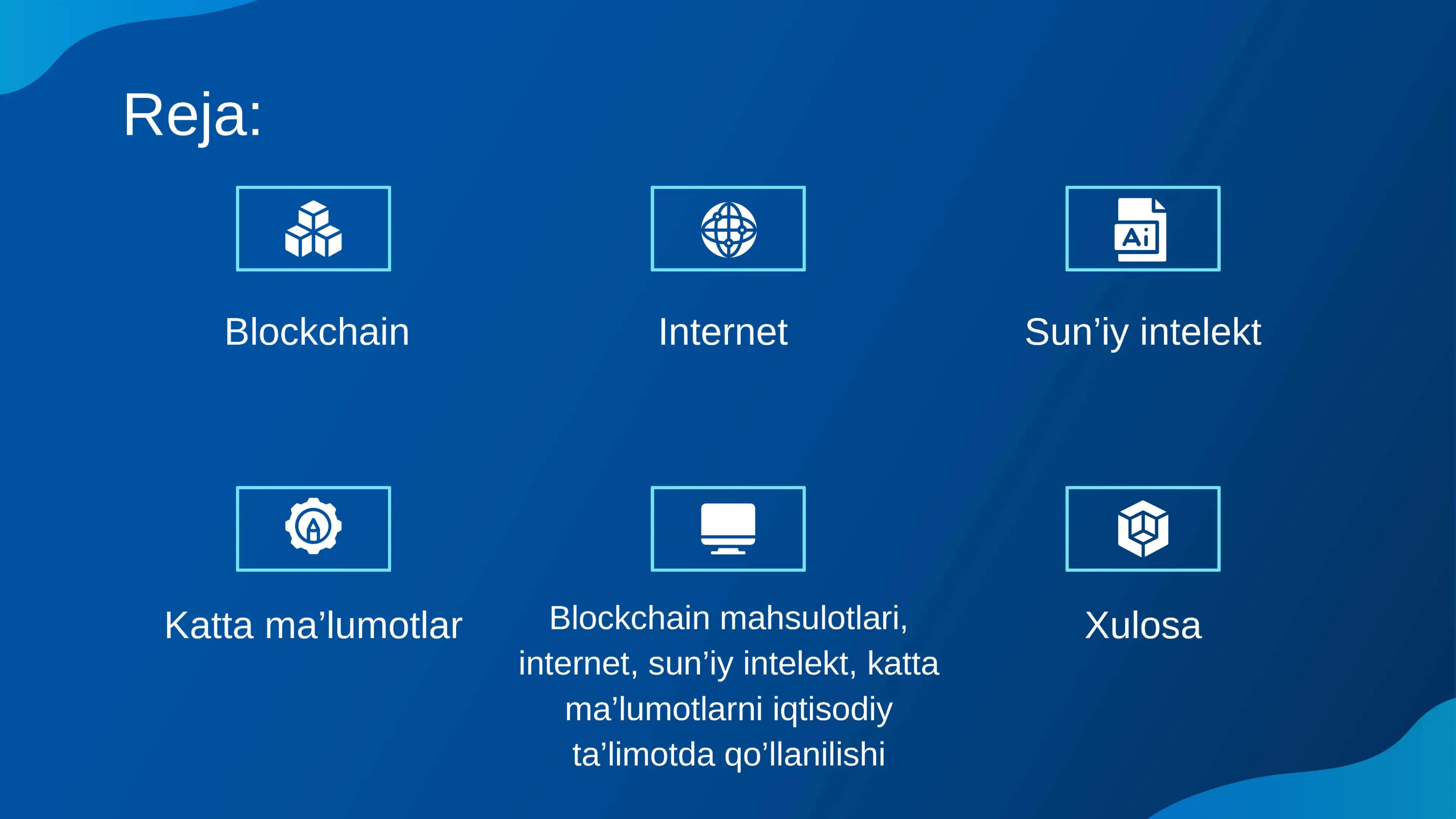 Blockchain mahsulotlari, internet, sun’iy intelekt… 2