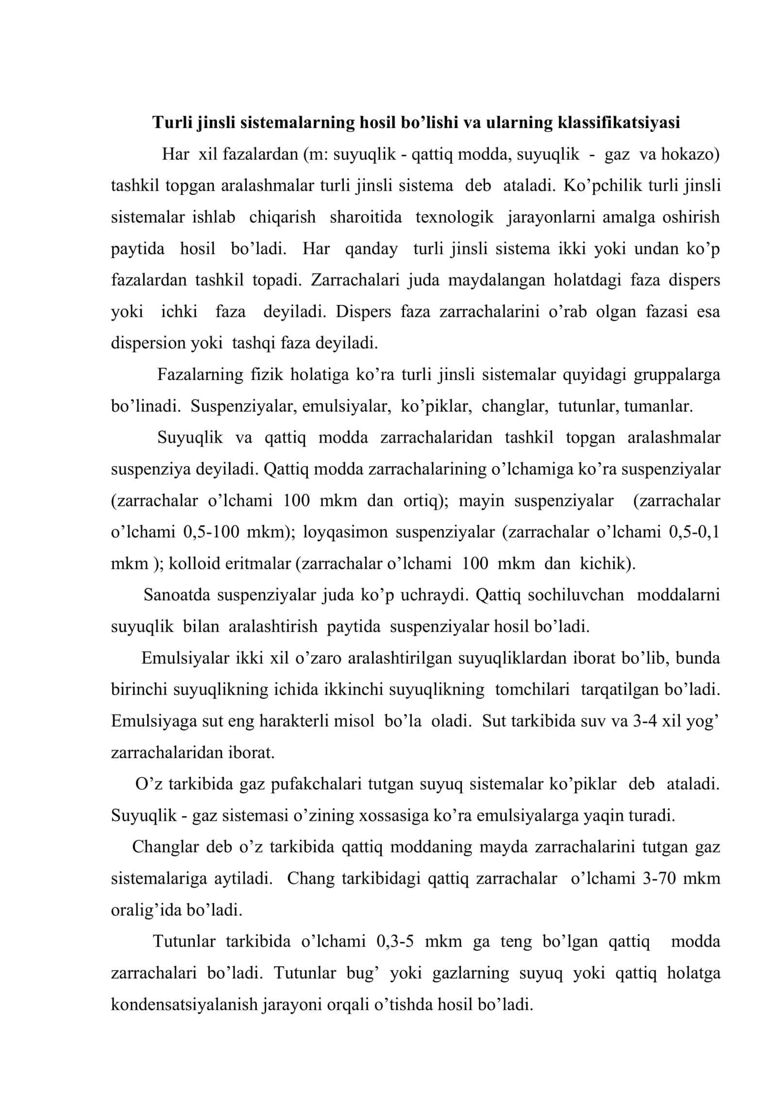 Turli jinsli sistemalarni ajratish 2