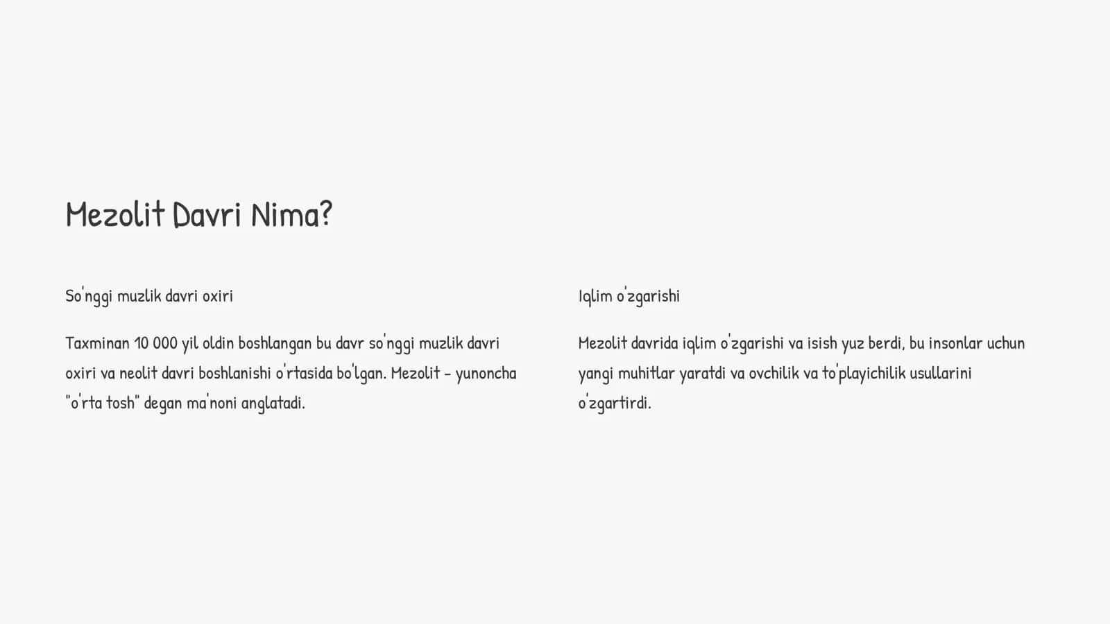 Mezolit davri xo'jalik va moddiy madaniyati 2