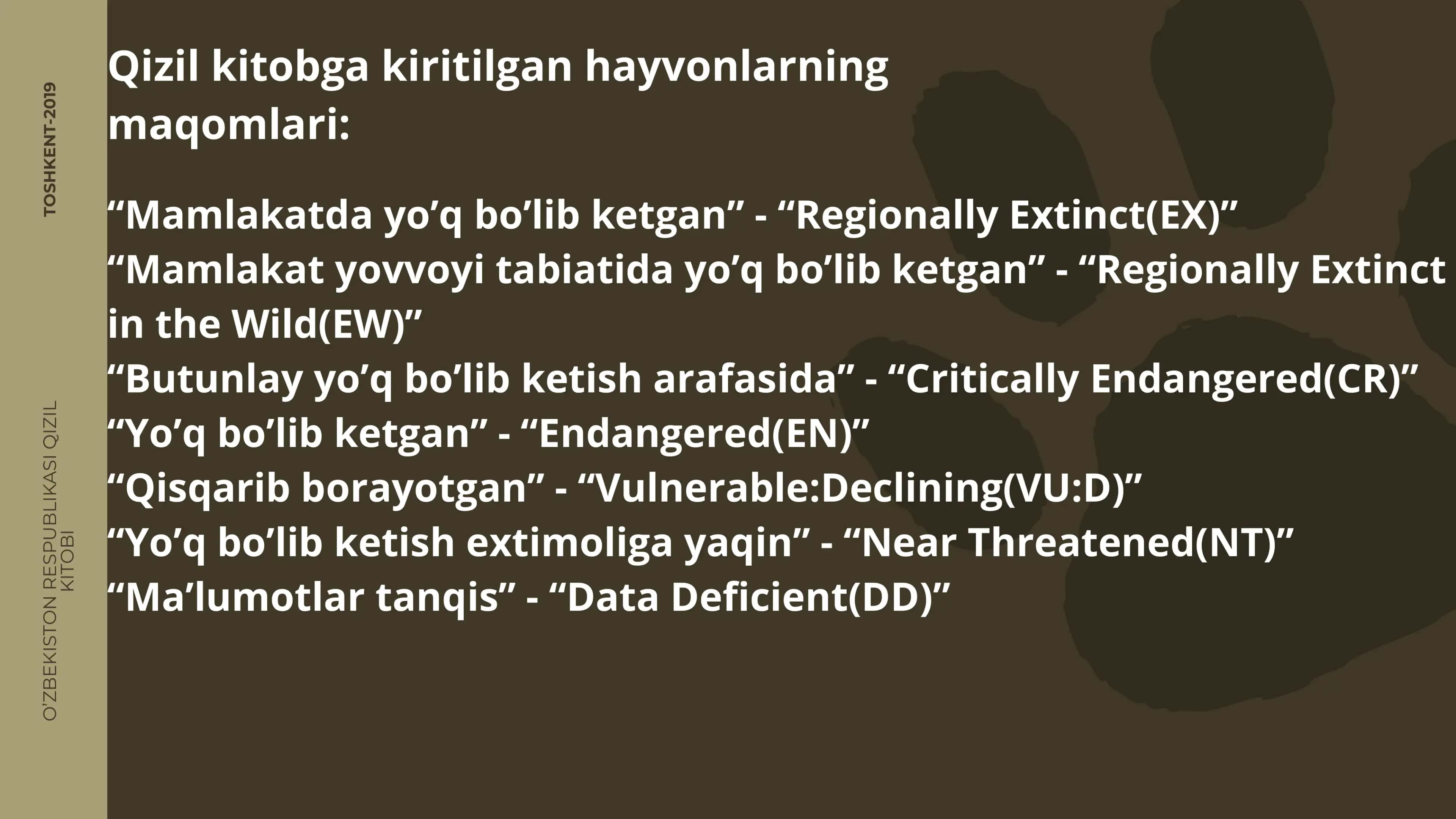 qizil kitobga kiritilgan umirtqalilar 2