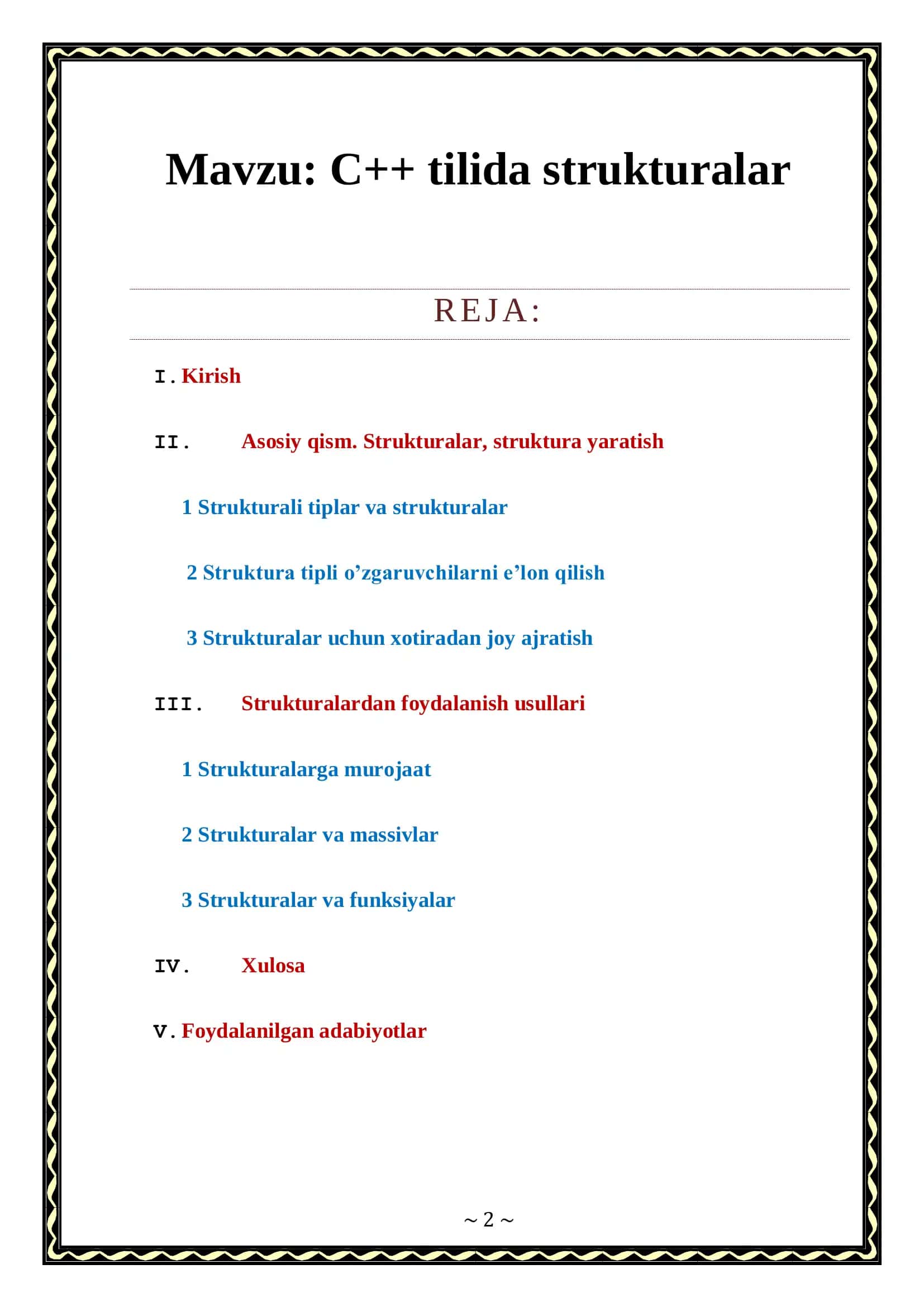 C++ tilida strukturalar 2