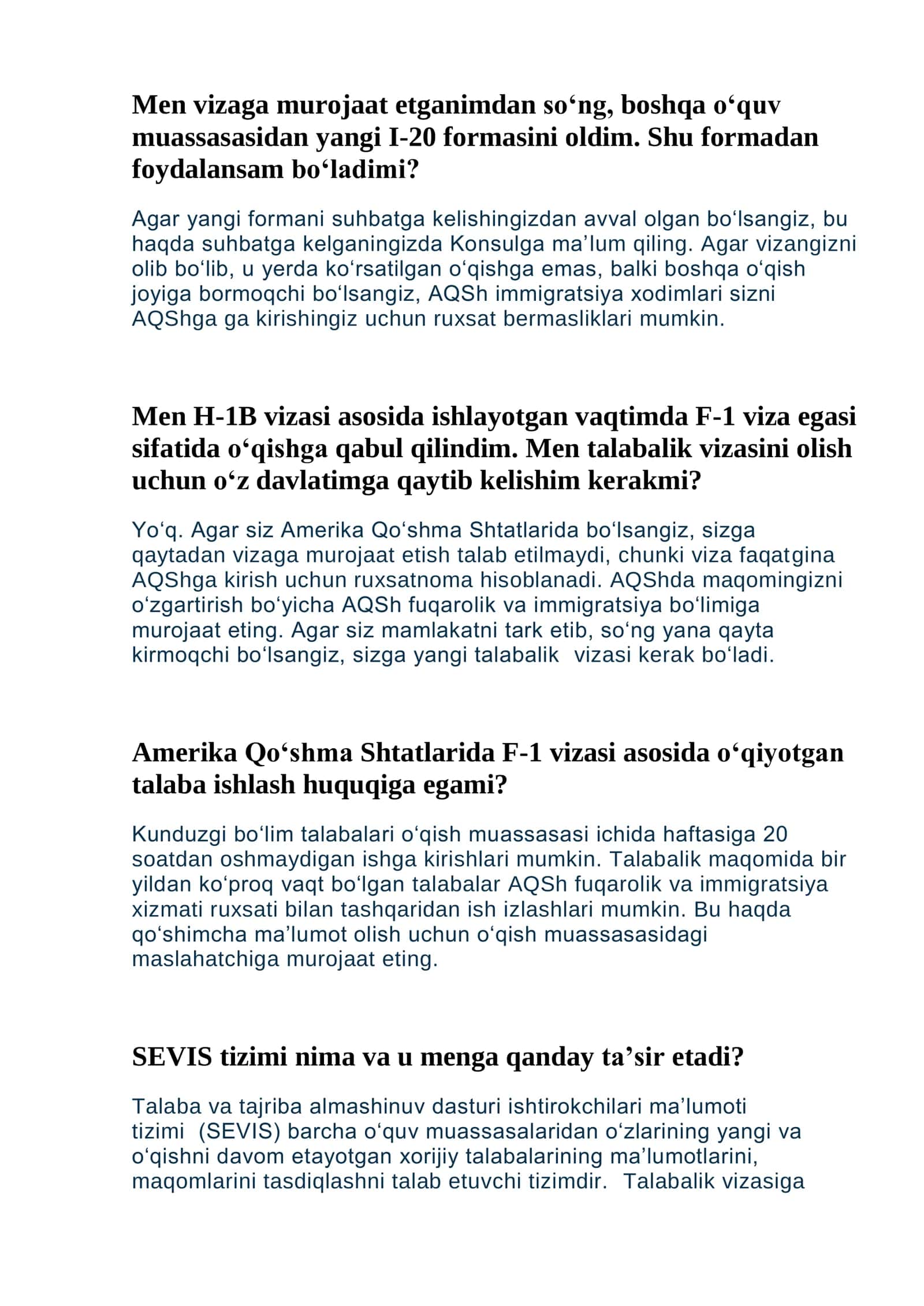 AQSH ning F-1 talaba vizasini olish tartibi 2