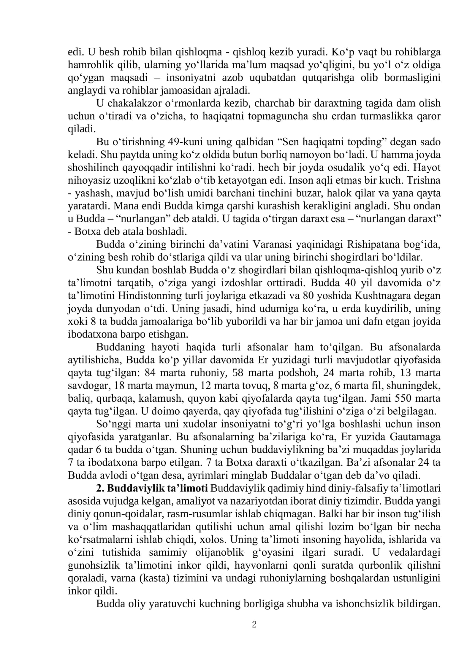 MAVZU. BUDDAVIYLIK DINI 2