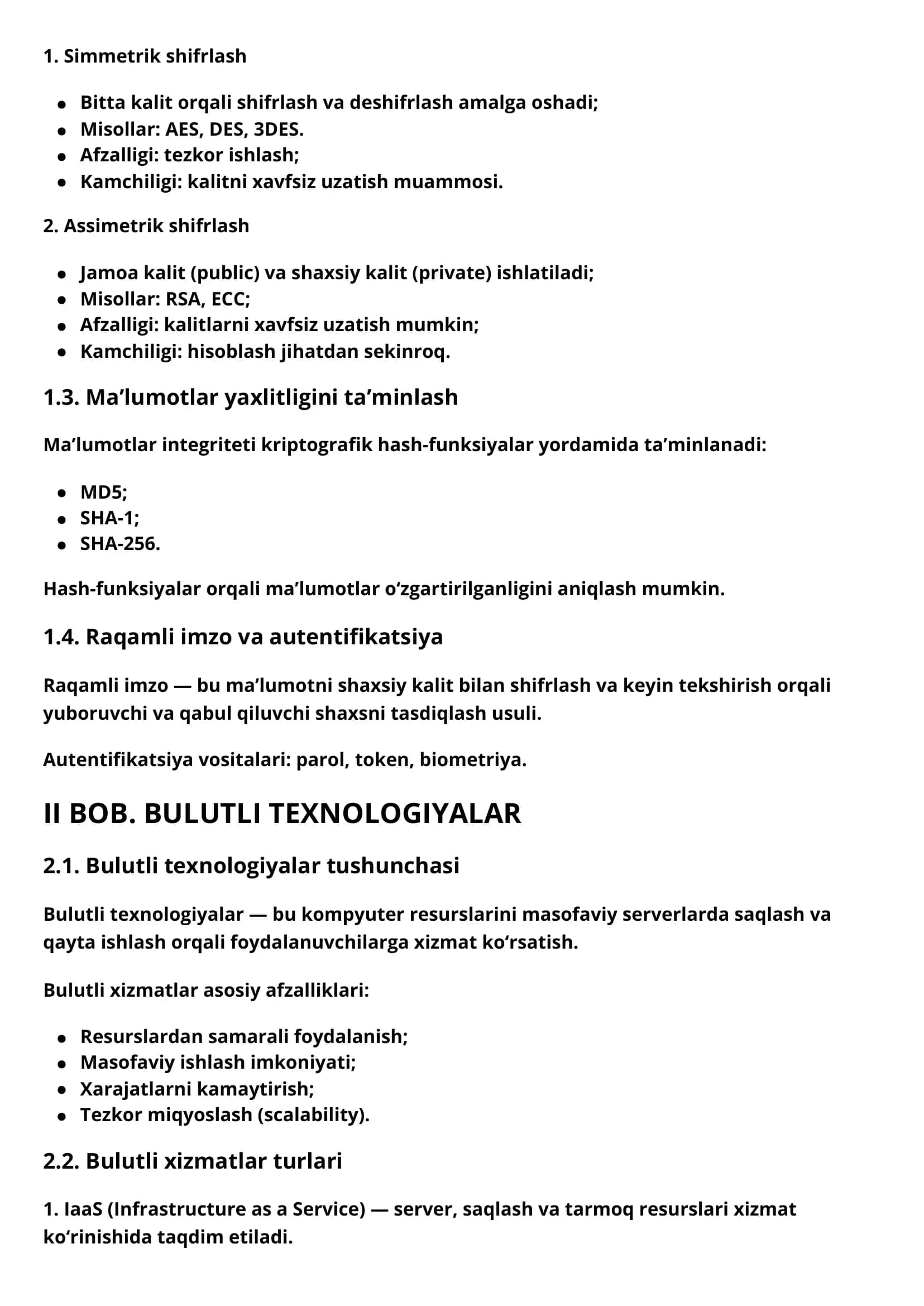 MA’LUMOTLARNI SHIFRLASH VA KRIPTOGRAFIYA 2