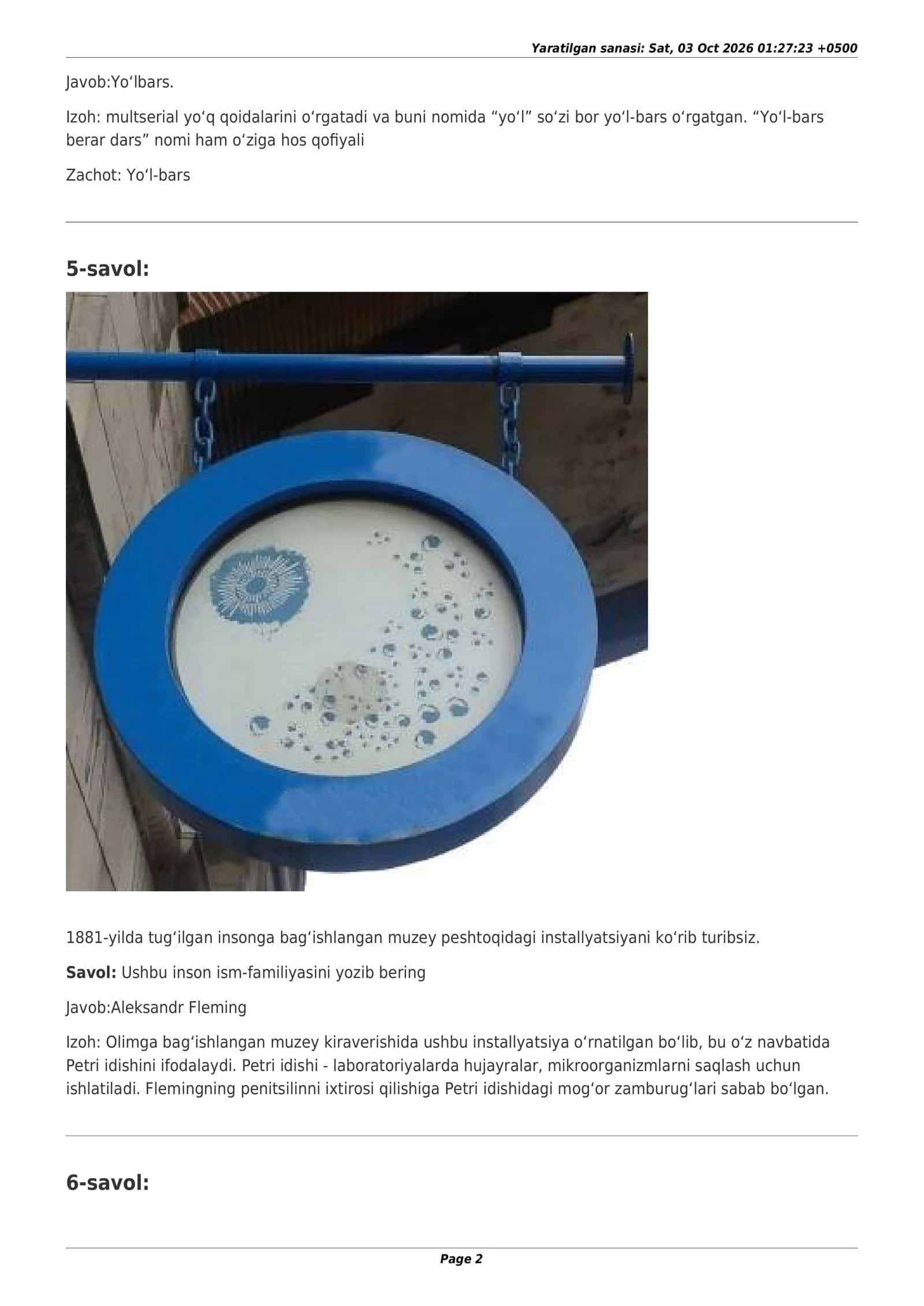 zakovat savollari 2