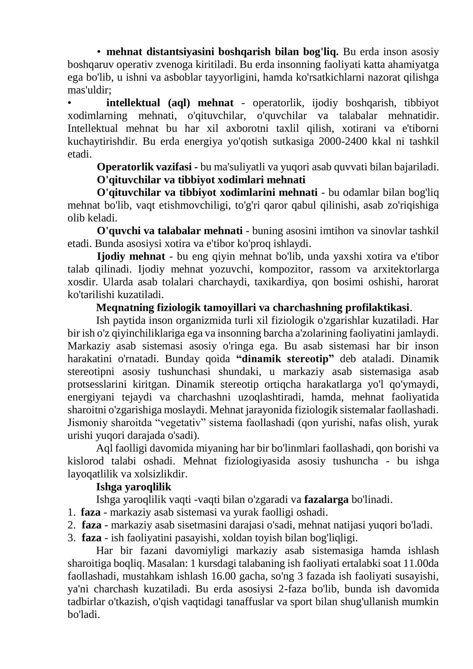 INSON FAOLIYATINING ASOSIY TURLARI. XAVFLI VA ZARARLI OMILLARNING INSON PSIXOLOGIYASIGA TA'SIRI, ULARNING TURLARI 2
