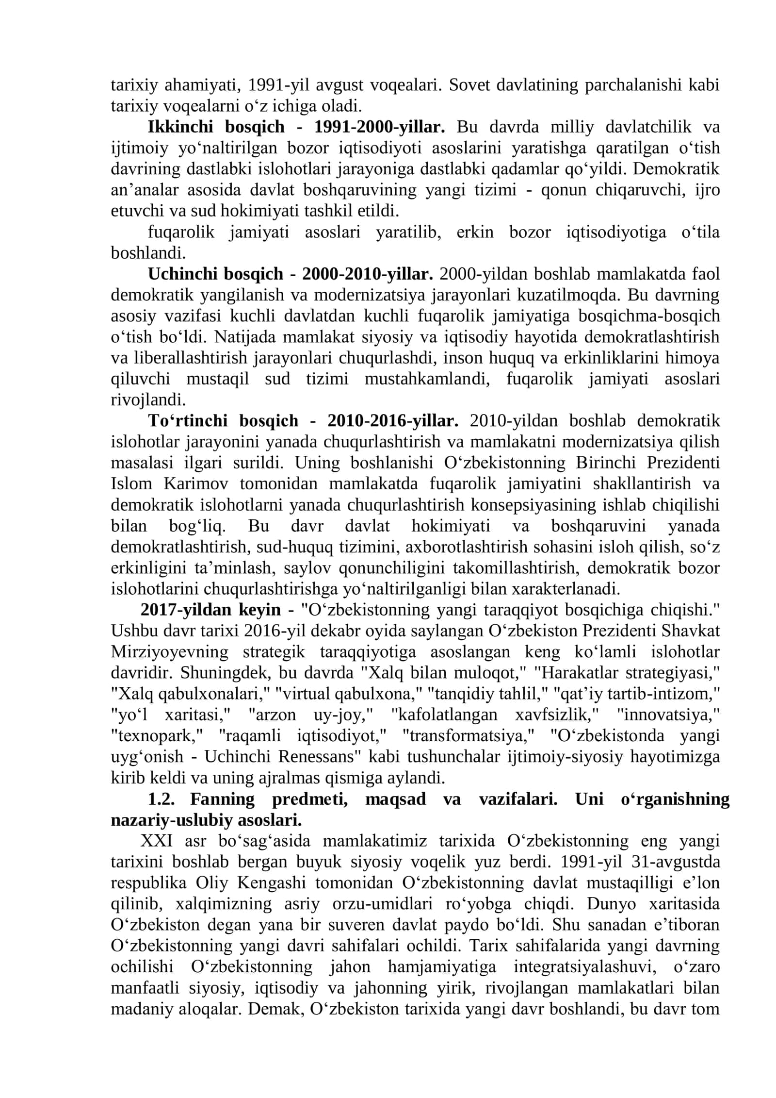 O‘zbekistonning eng yangi tarixi 2