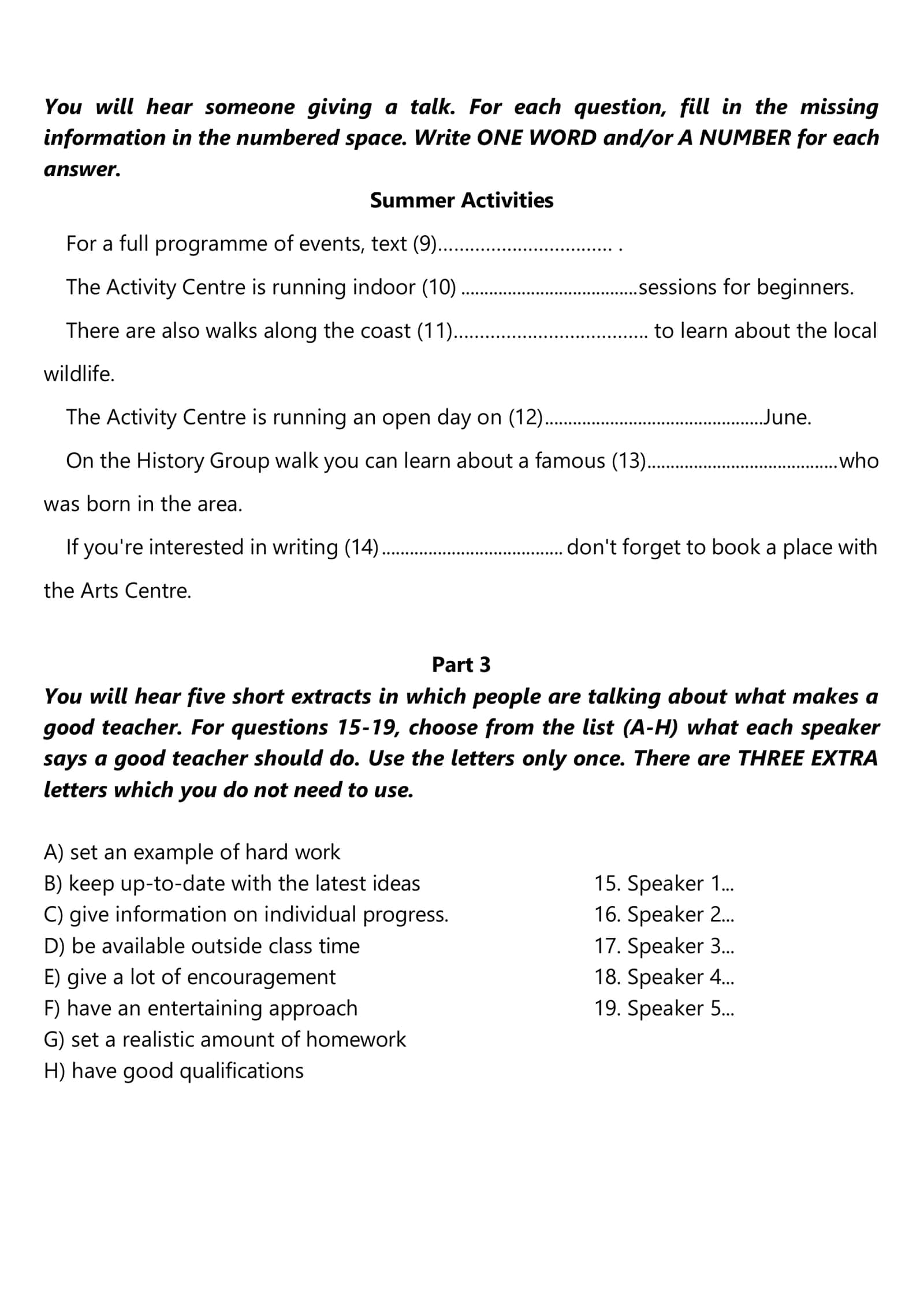 Summer Activities 2