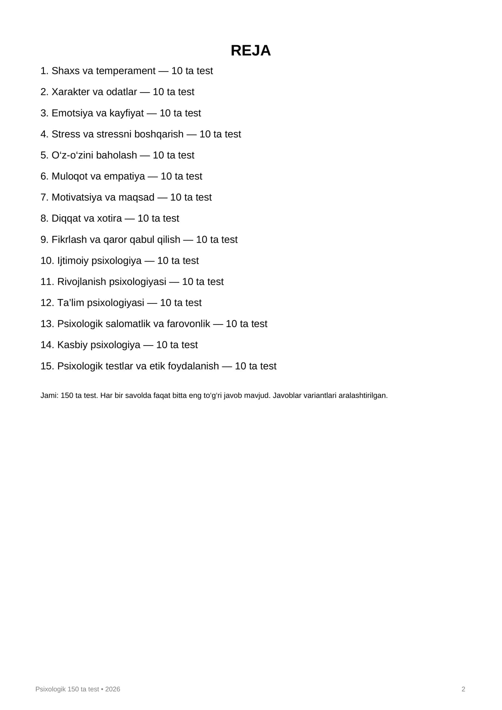 PSIXOLOGIYA 150 TA PSIXOLOGIK TEST 2