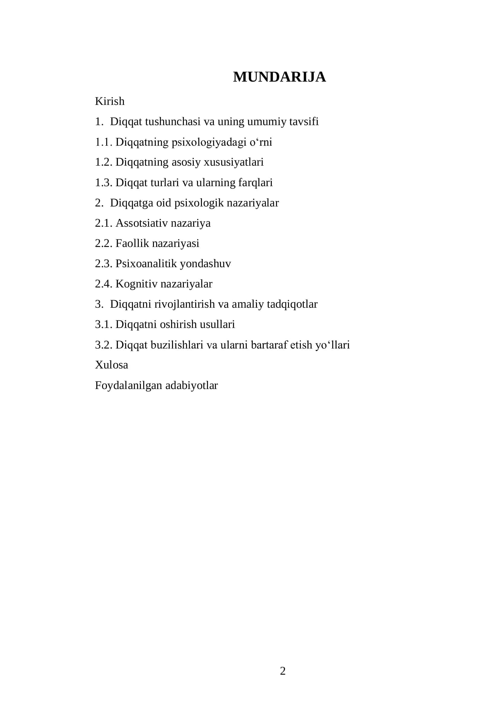 Diqqatning psixologik nazariyalari 2