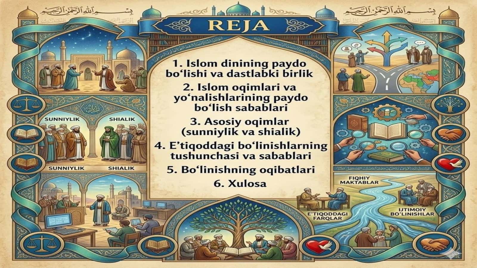 Islom oqimlari va yoʻnalishlarining paydo bo‘lishi dinshunoslik 2