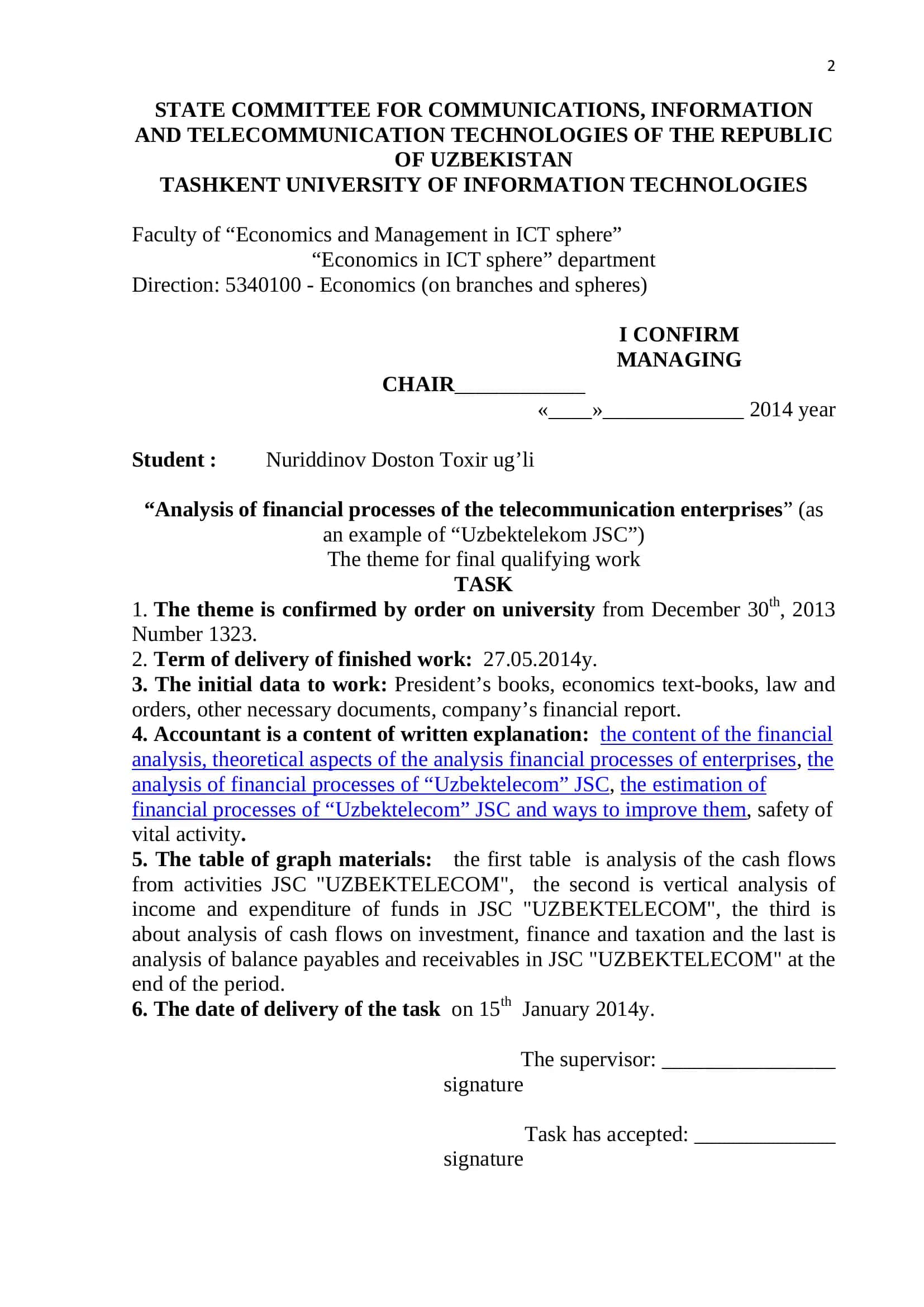 Analysis of financial results of the telecommunication enterprises 2