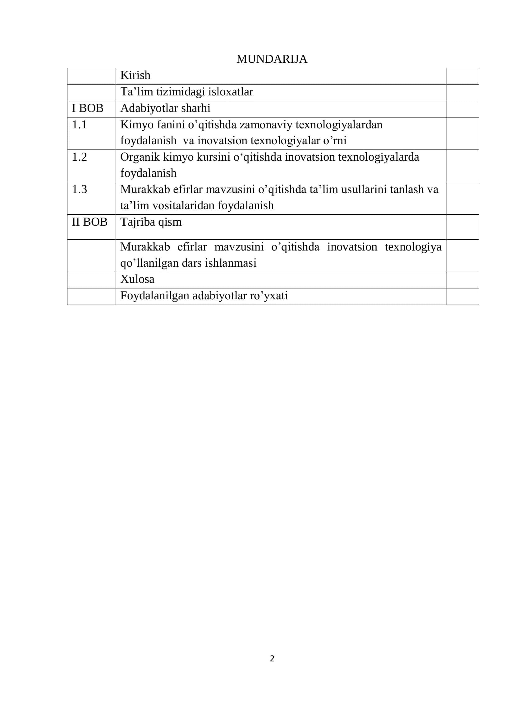 Murakkab efirlar mavzusini o‟qitishda innovatsion texnologiyalar o‟rni 2