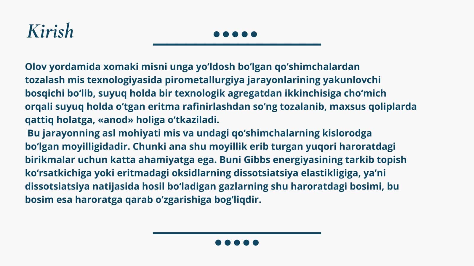 Qo’zgaluvchan anod pechida xomaki misni olovli tozalash 2