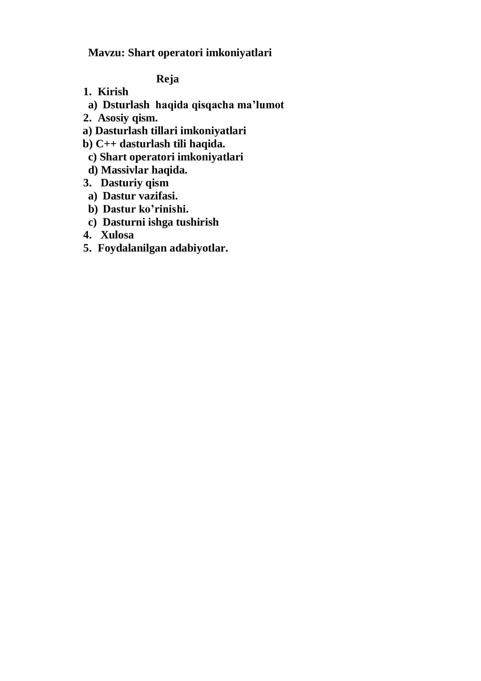 Shart operatori imkoniyatlari 2