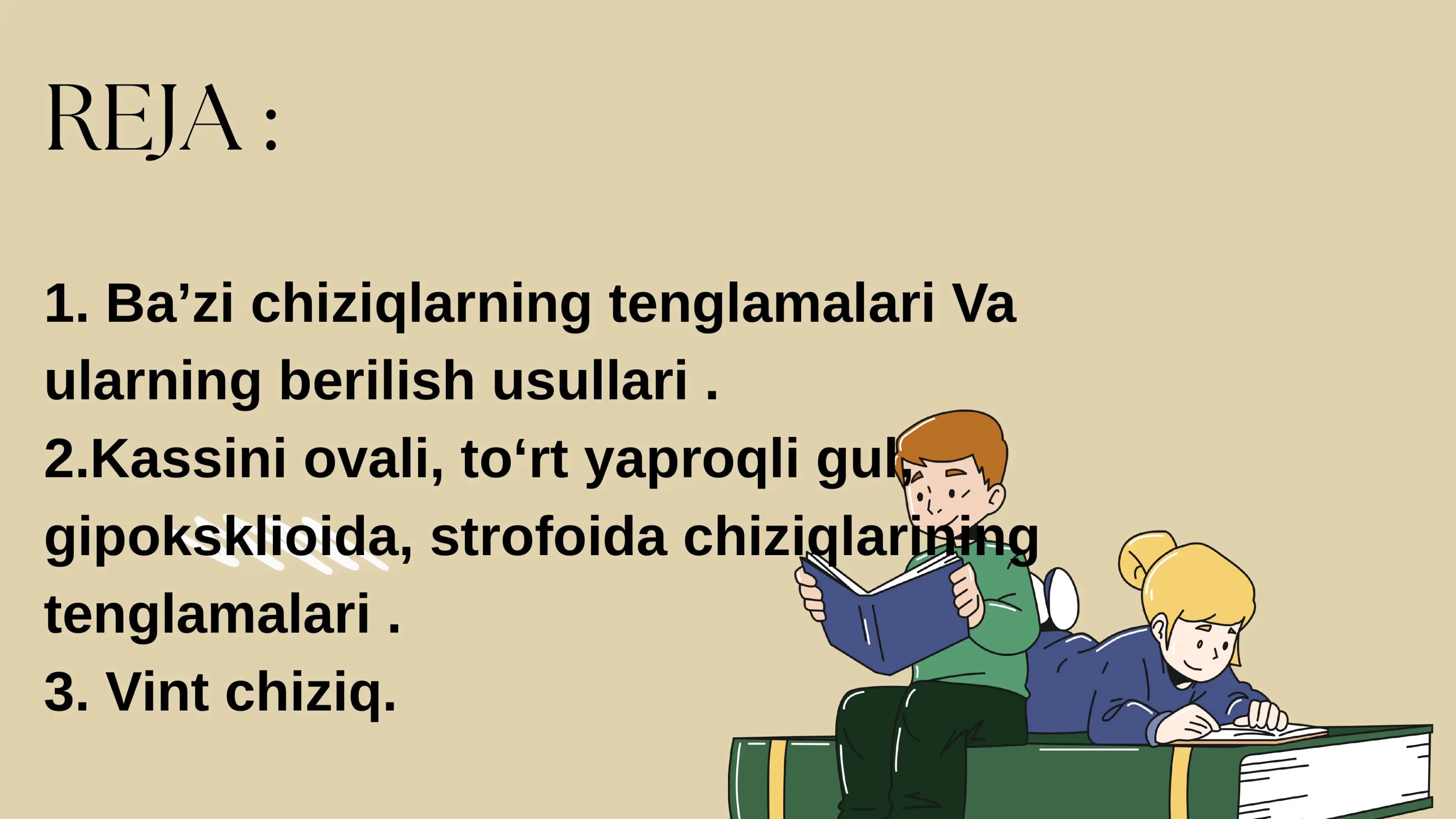 Baʼzi chiziqlarning tenglamalari 2