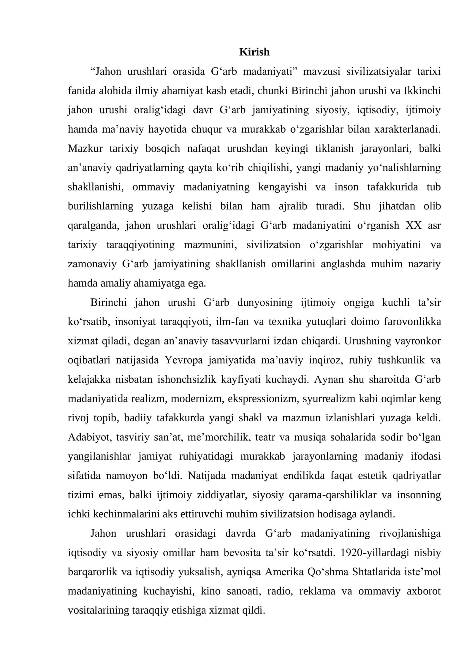 JAHON URUSHLARI ORASIDA G‘ARB MADANIYATI 2