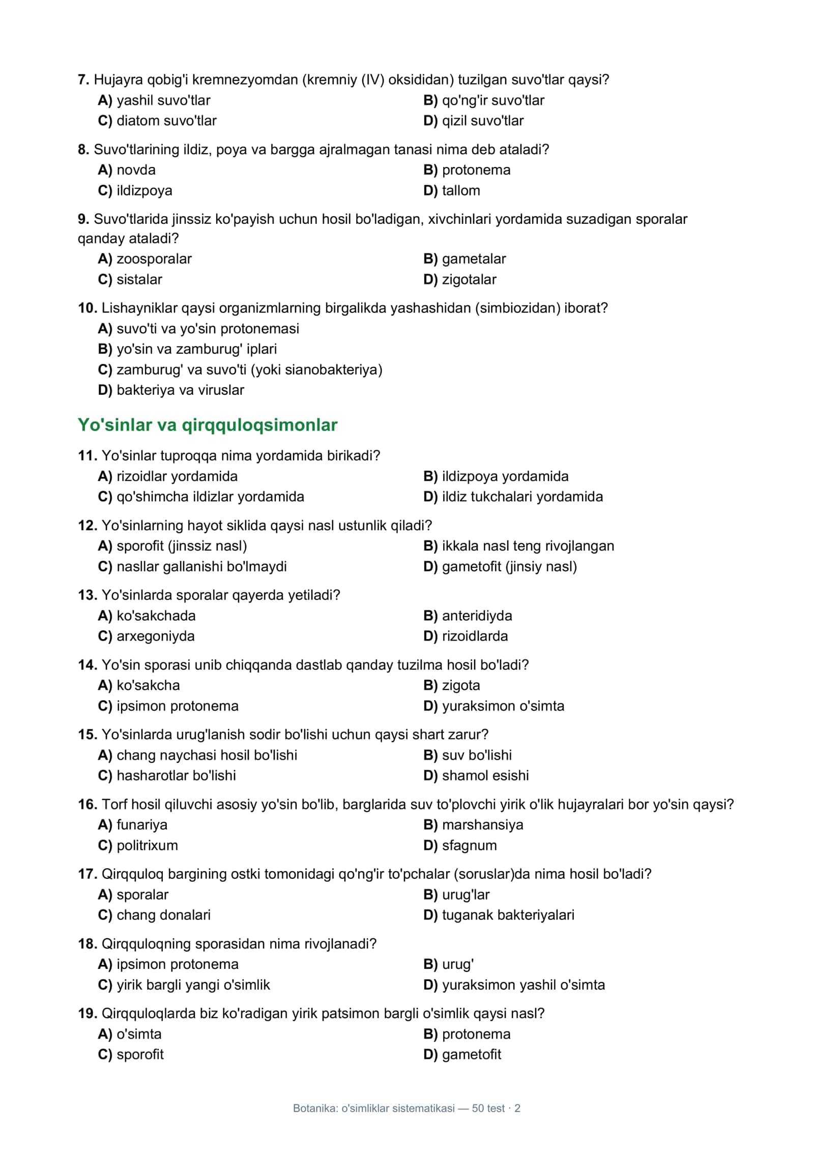 Botanika: O'simliklar sistematikasi 2